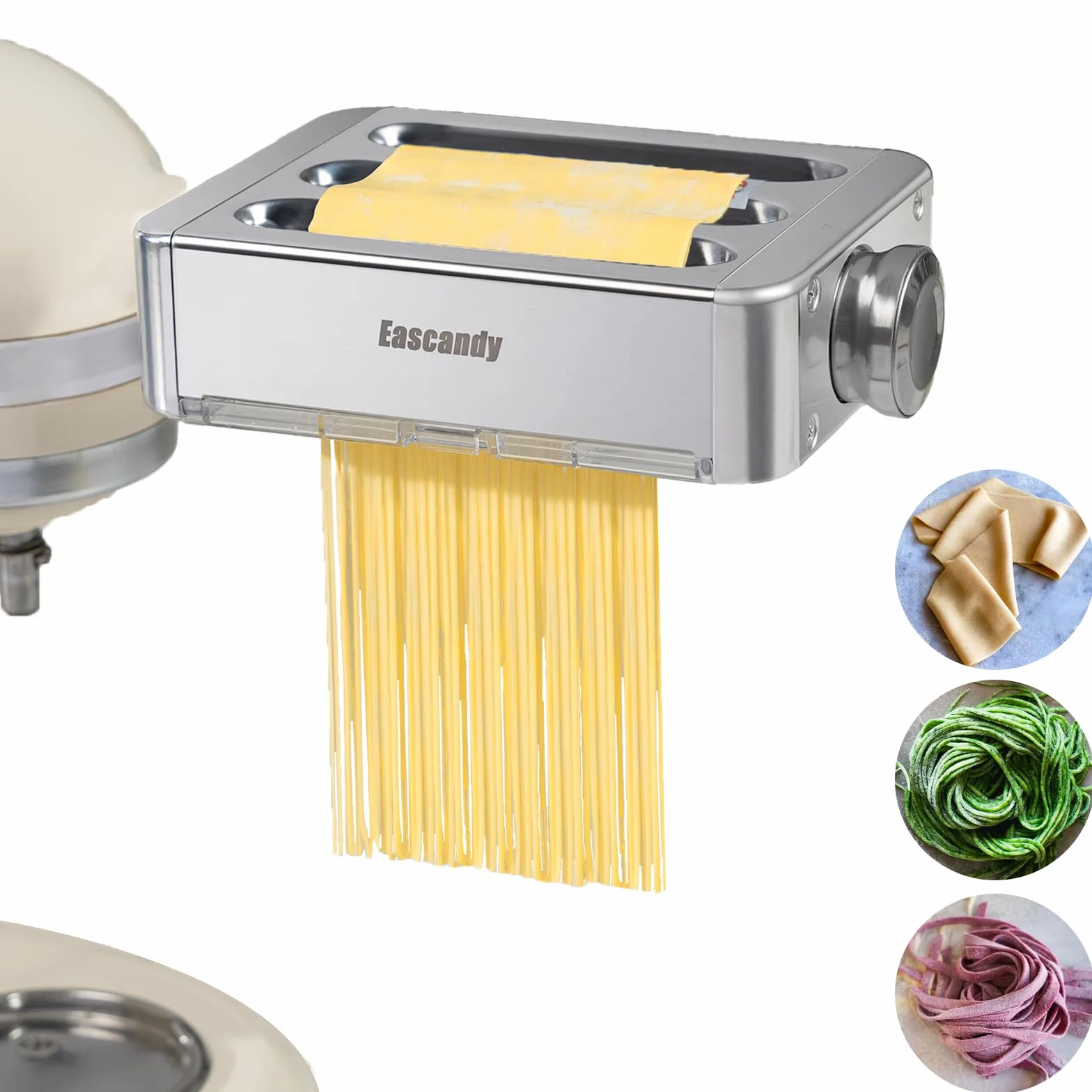 Accesorio para hacer pasta totalmente de metal para KitchenAid, accesorio para pasta 3 en 1 para batidora de pie Kitchen Aid, accesorio para hacer pasta fresca ajustable de 8 velocidades