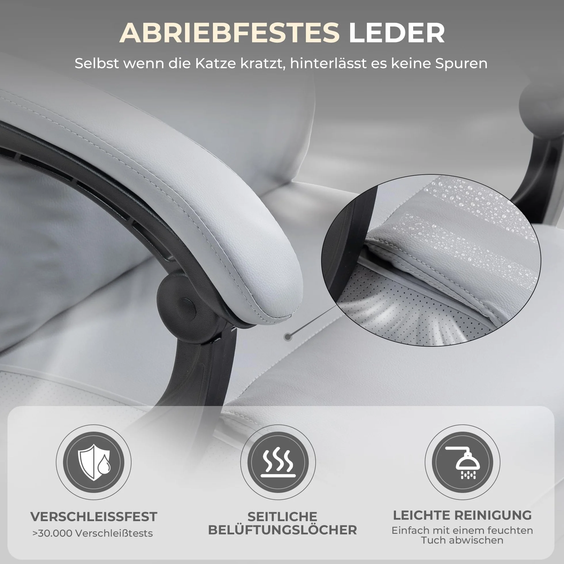 Dowinx Silla de oficina ergonómica con reposapiés, vértebras lumbares ajustables y reposacabezas, silla de oficina ergonómica, silla giratoria para ordenador con respaldo alto, 150 kg (gris)