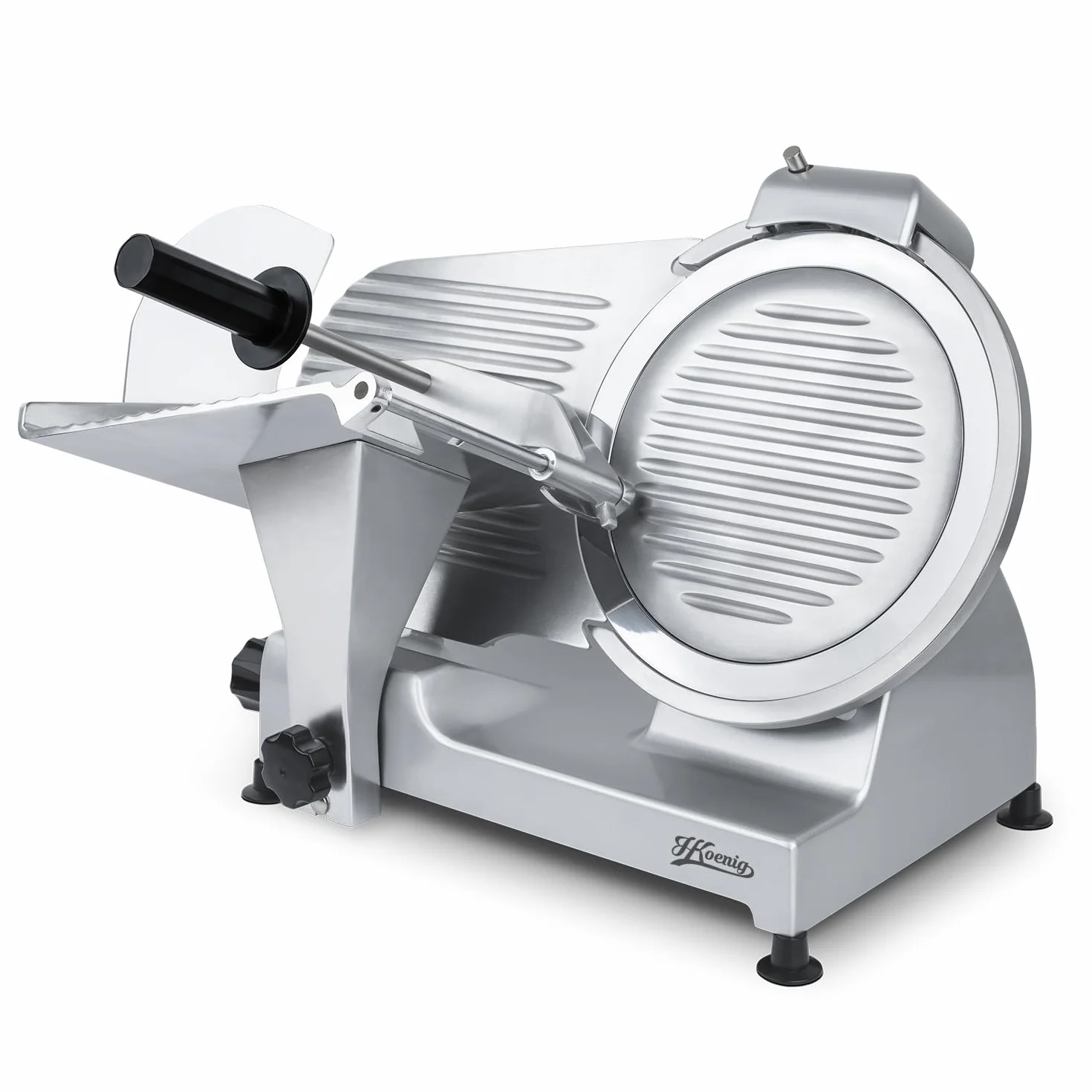 Cortafiambres eléctrico profesional MSX300 de H.Koenig - Cuchilla de 30 cm, corte ajustable 0-15 mm, afilador integrado, gran superficie de corte, 280 rpm - Acero inoxidable.
