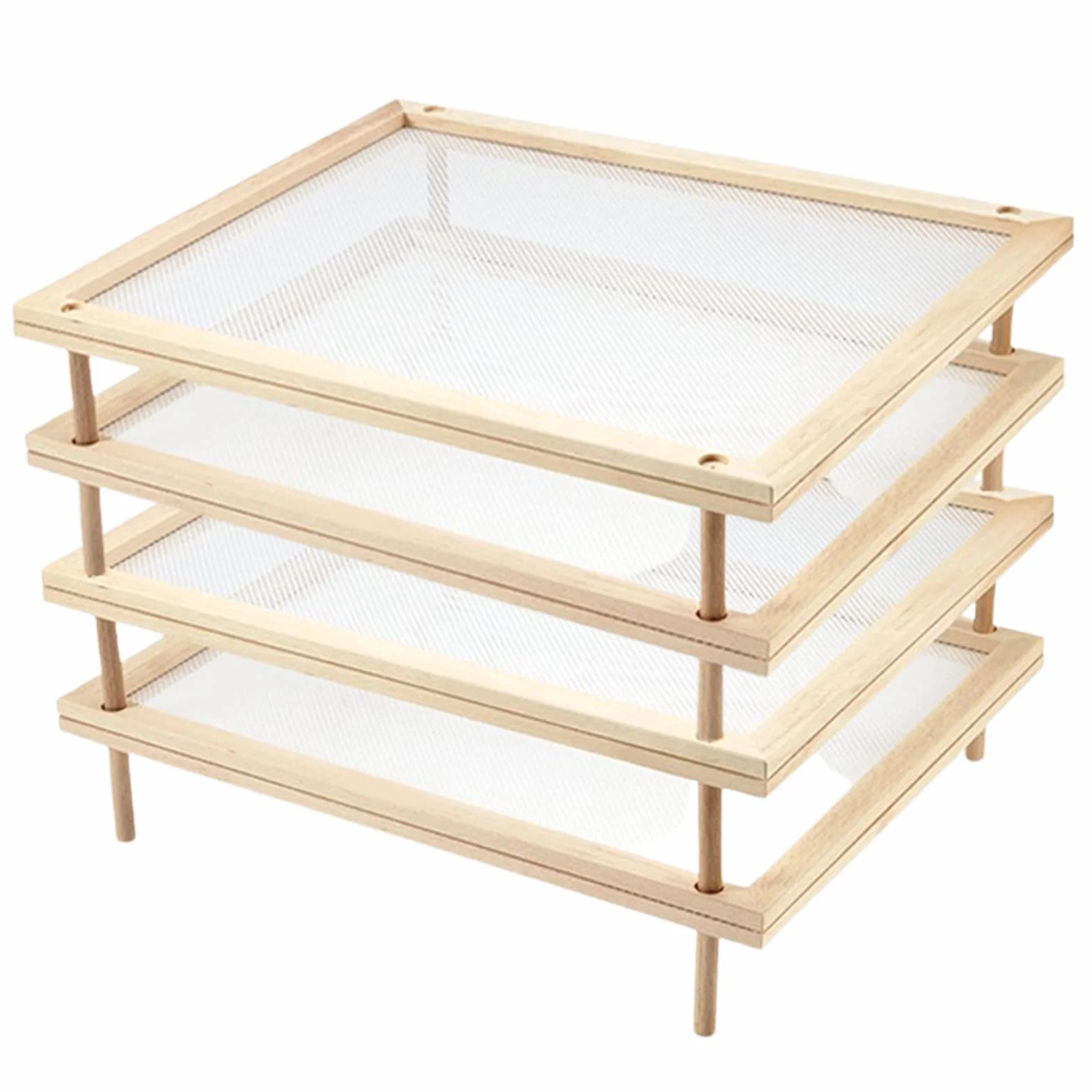 Richolyn Secado Hierbas Secado Pasta Madera, Secador Alimentos apilable Madera con Red, Herramienta deshidratación confiable Almacenamiento Frutas
