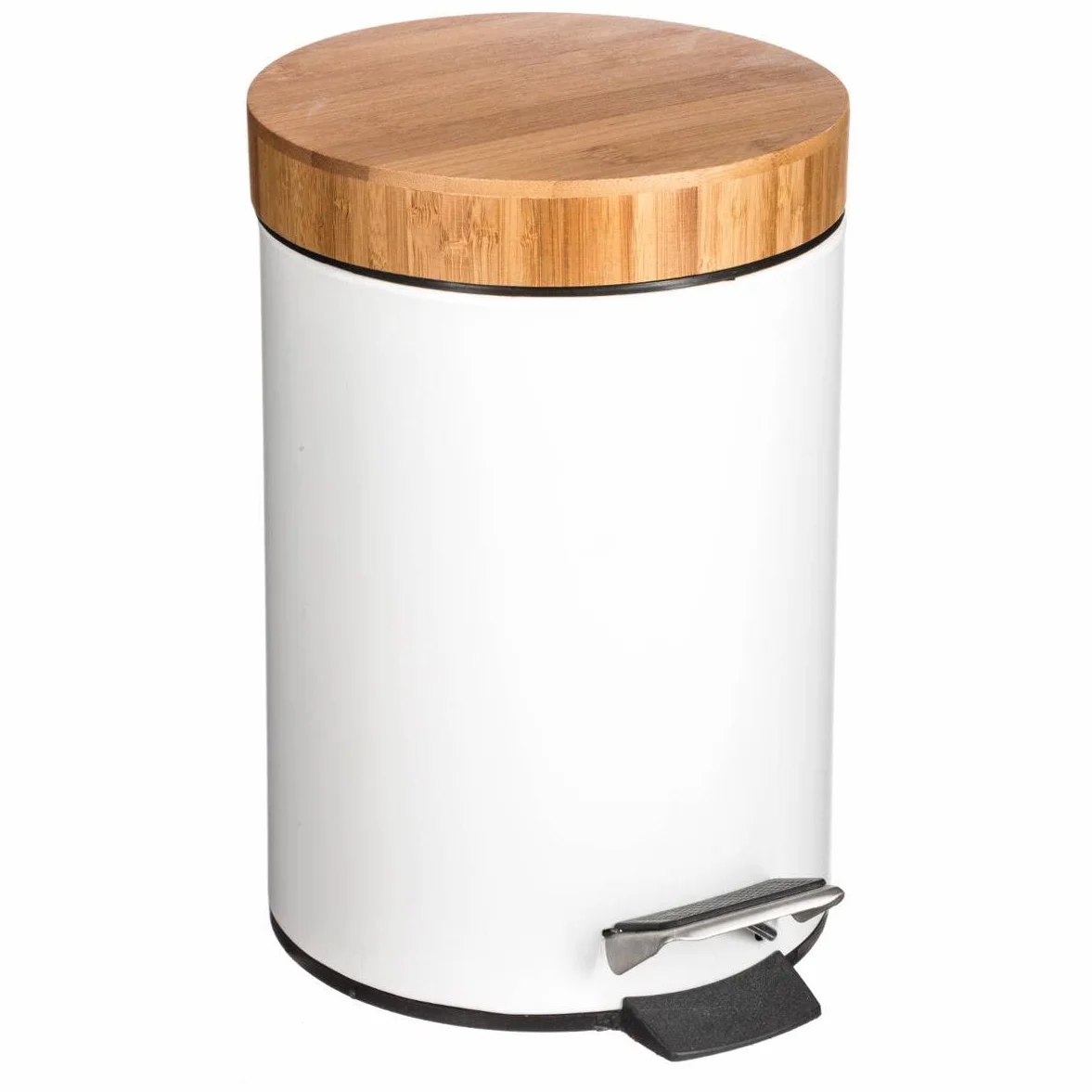 Papelera naturéo de bambú con Tapa 3l Blanca