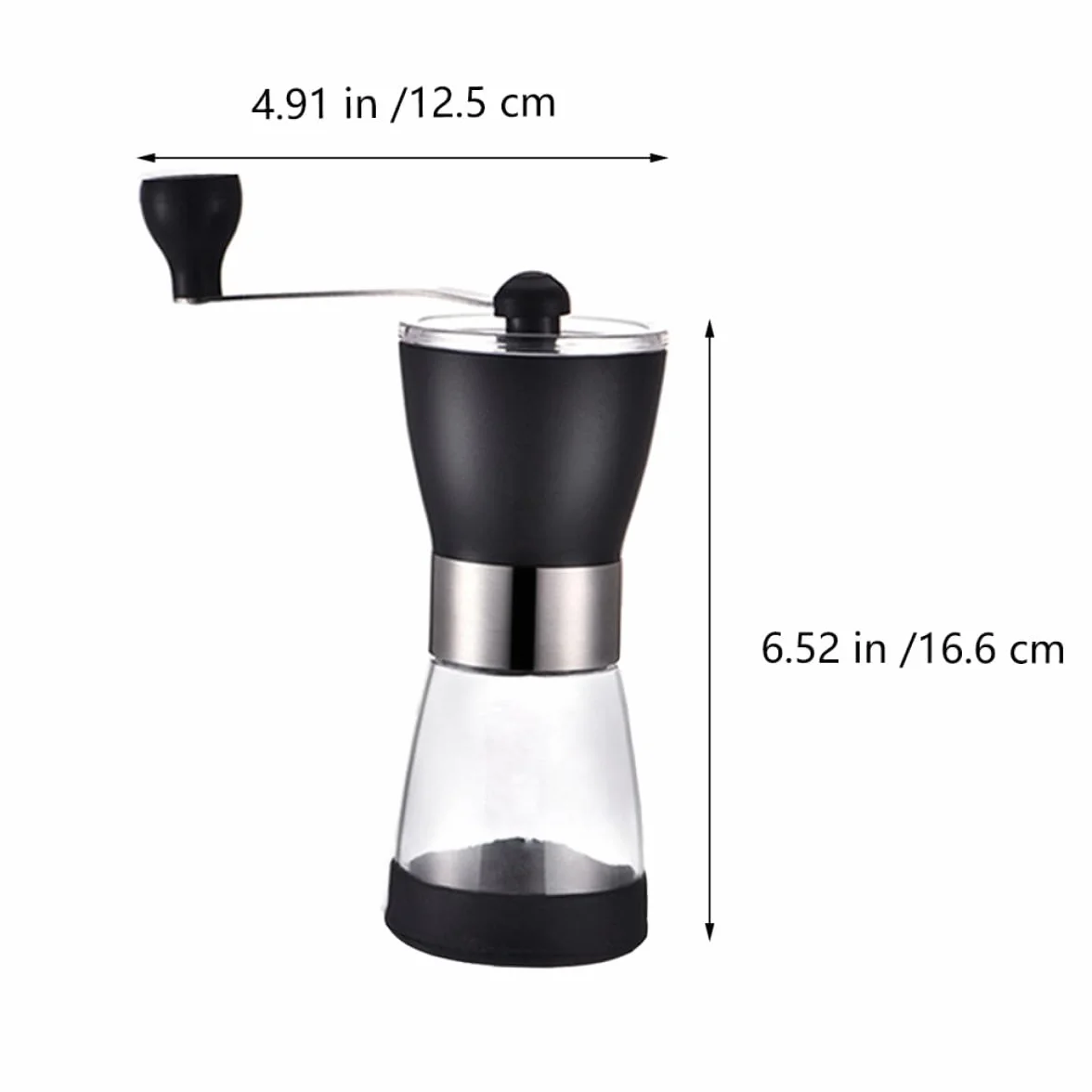 Molinillo de Café Manual Recipiente de Vidrio y Muelas Cerámicas, Silencioso y Ecológico, Adecuado para Granos Cocina o Viajes