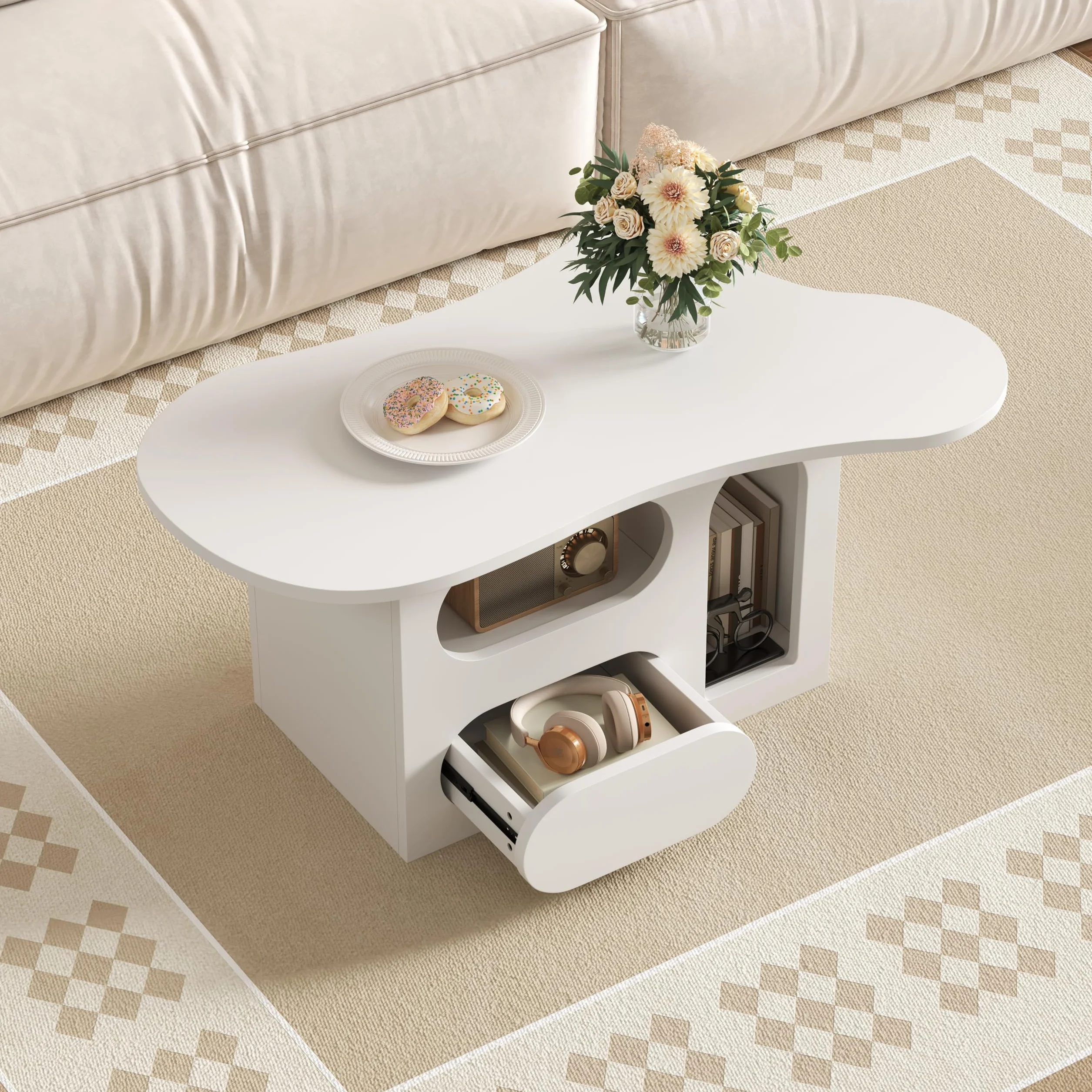 Fasba Mesa de Centro en Forma de Nube con Almacenamiento, Ideal para familias con niños y Mascotas Modelo FCLYD-N621P287654W