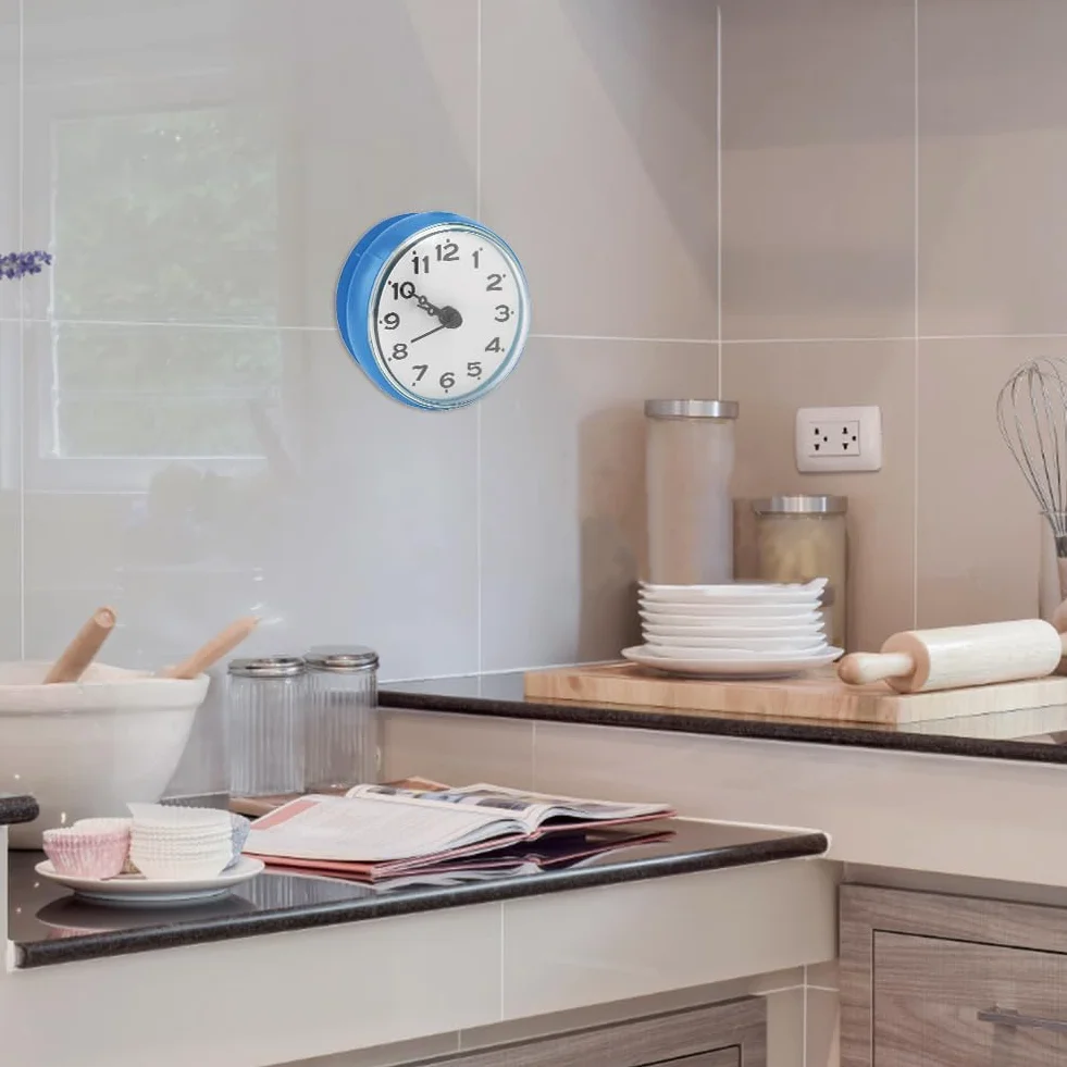 Joyzan Reloj de Ducha Baño Impermeable Ventosa ABS Pequeño Redondo Decoración Temporizador