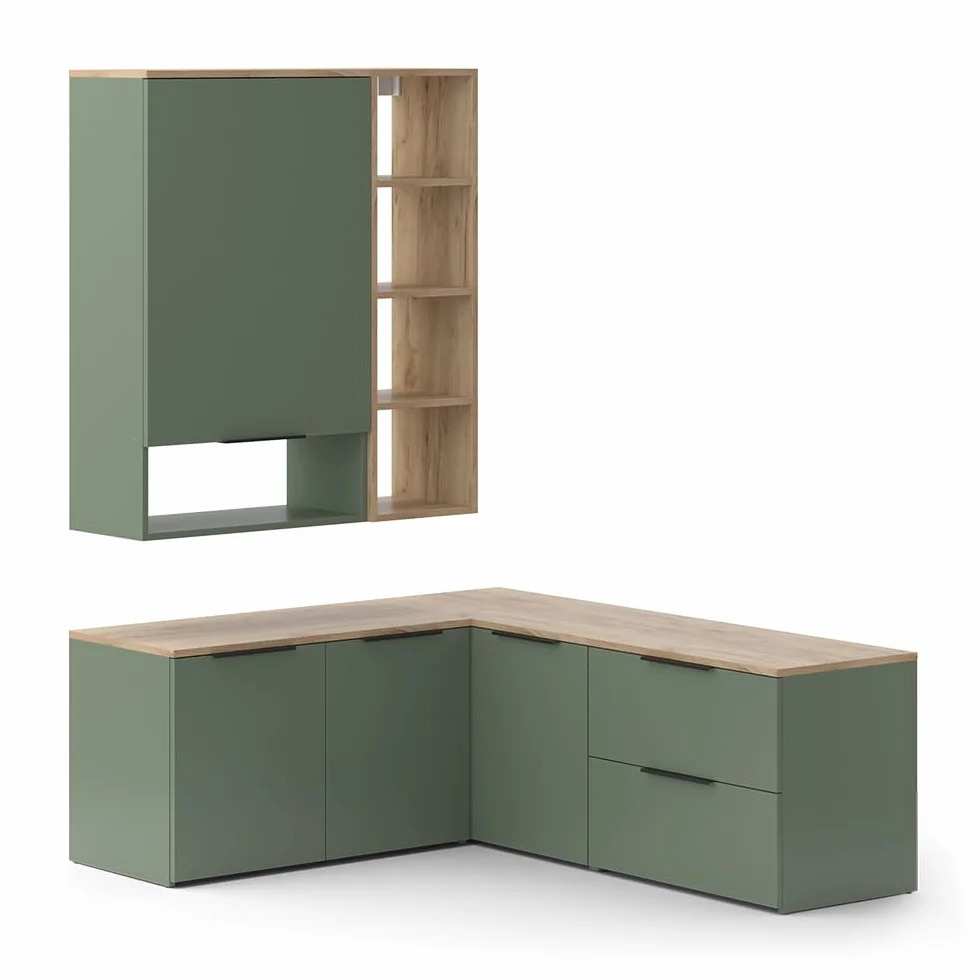 Vicco Conjunto de salón Wido, Verde, 5 Partes, Compatible con Otros Elementos de la Serie Wido