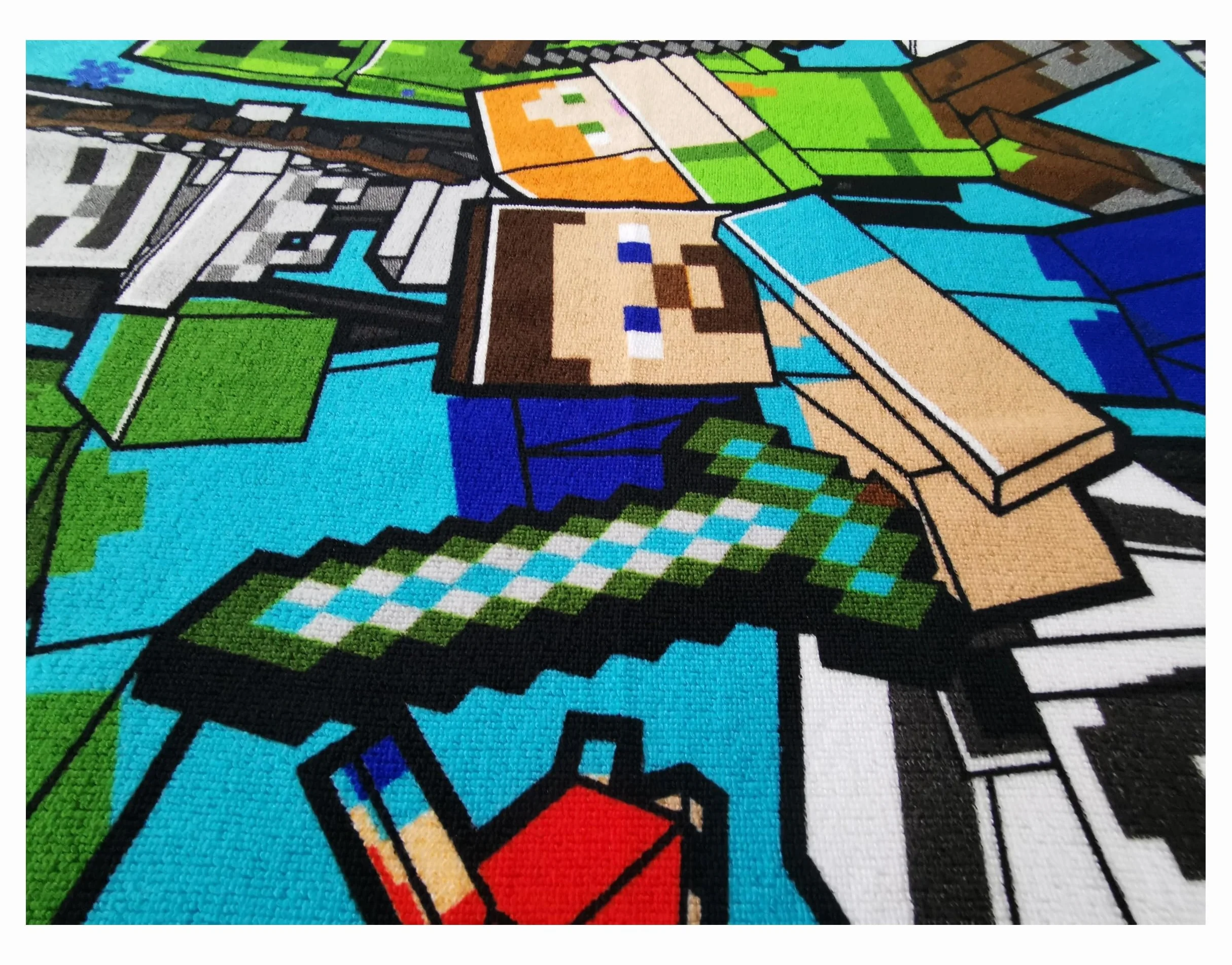 Toalla de baño infantil Minecraft Steve Alex 70 x 140 cm poliéster