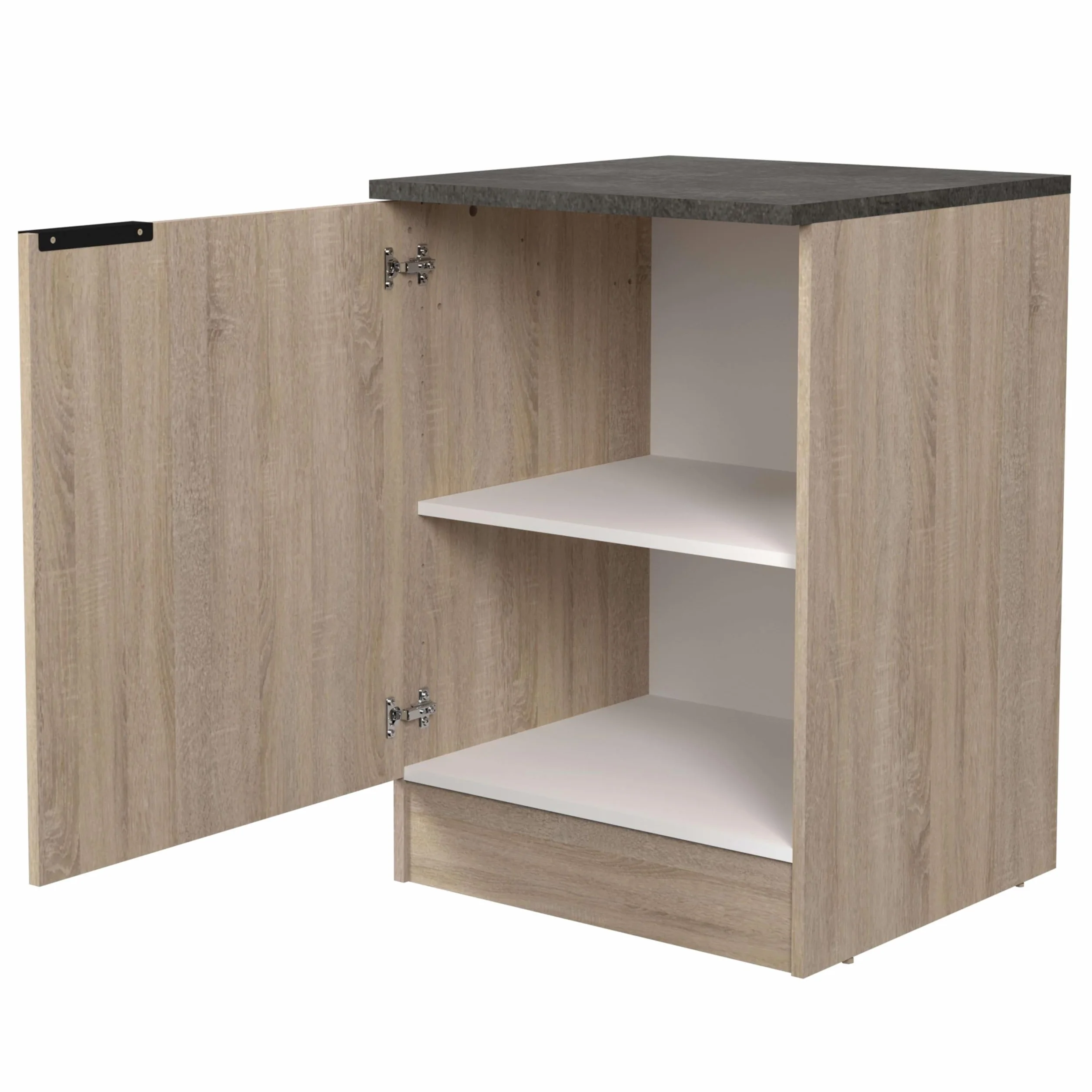Miroytengo Módulo Cocina Inferior Arko Estilo Industrial en Color Roble Áspero y Negro con 1 Puerta y 1 Estante Interno 60x60x86 cm
