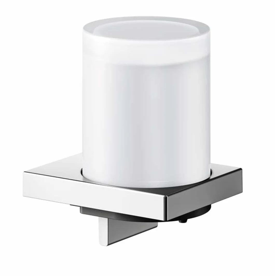 Keuco Edition 90 Square Dispensador de jabón, 180 ml, Cromado | con vaso deslizable, Made in Germany, recargable, incl. tornillos y tacos, dosificador de loción para taladrar