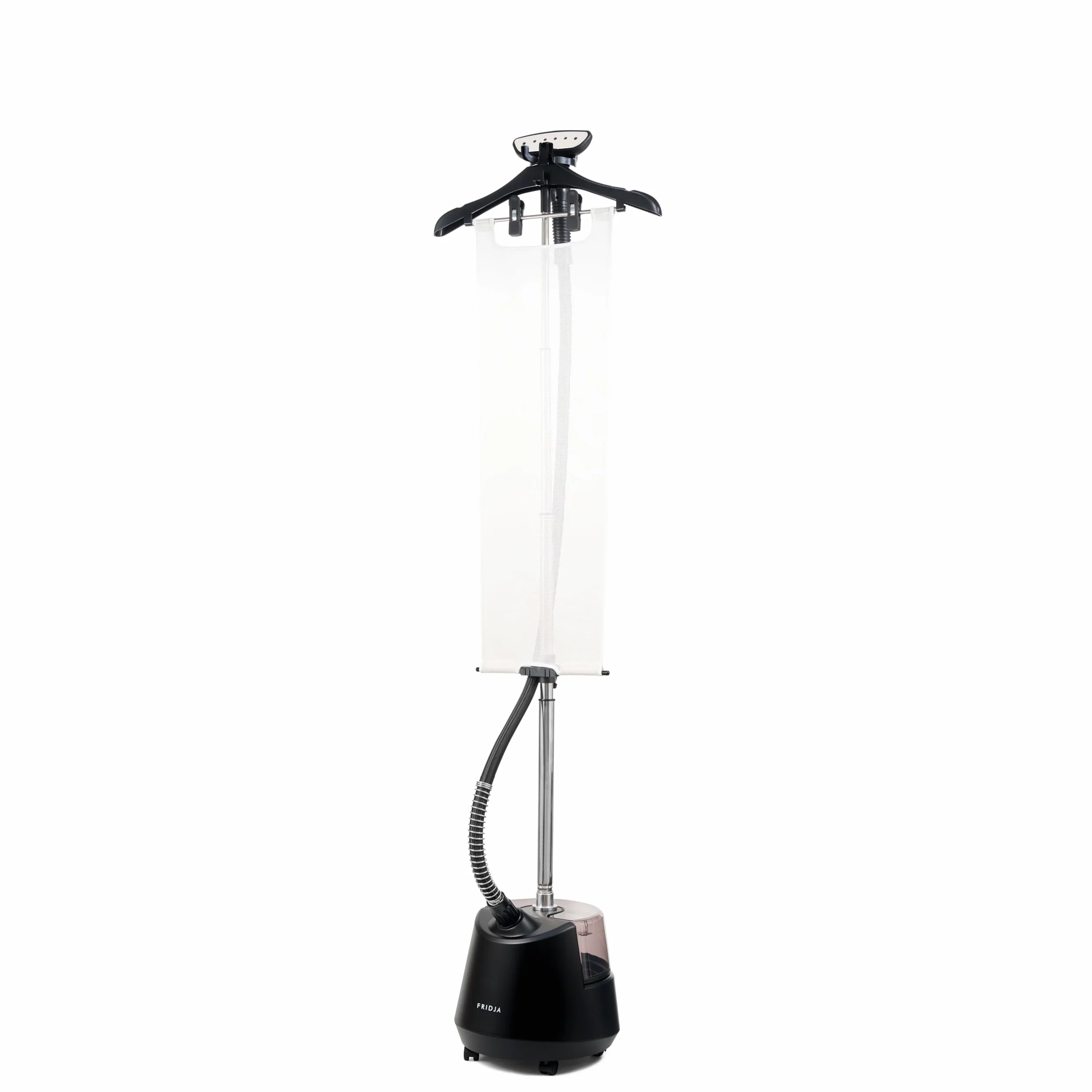 Fridja F1200 - Plancha de Vapor Vertical con Cepillo de Vapor de alta eficacia, depósito de 3 litros, Vaporizador de 2 modos, barra extensible, Centro de Planchado para todos los tejidos, color negro