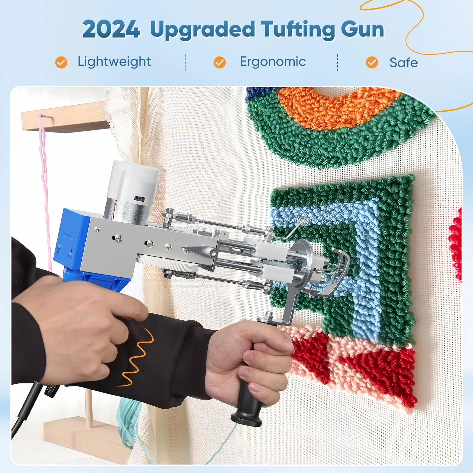 Rug Tufting Gun Set with Trimmer, Tufting Gun Kit 2 en 1,Cut & Loop Pile Pistola Tufting,Pistola Tufting Set Cut pile5-40 Puntadas/seg Ajustable,para Herramienta DIY para el hogar