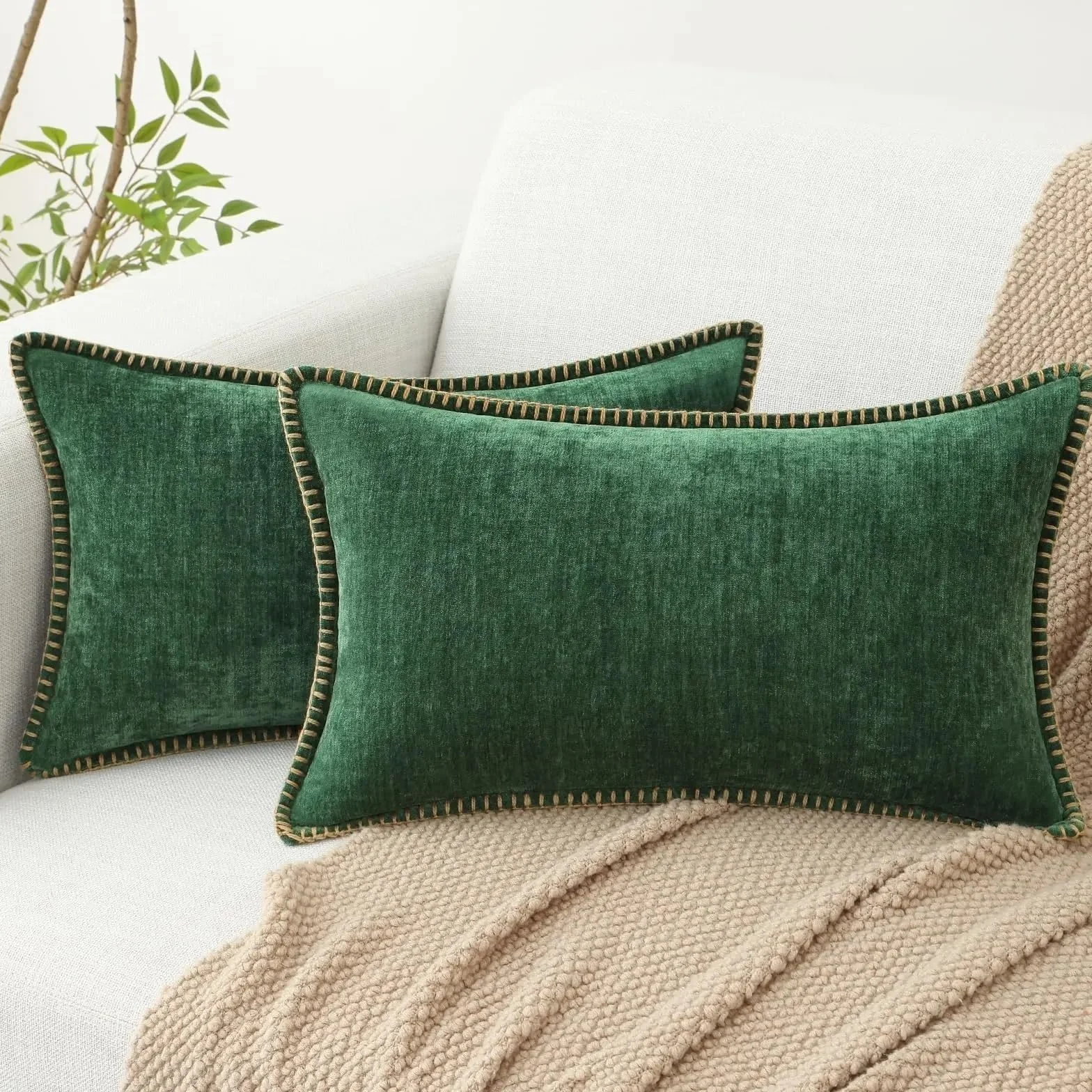 Fundas de Almohada de Pana, Funda de cojín Decorativa for sofá, hogar, Coche, Oficina, Hotel, 2 uds.(Blue,26X26inch(66x66cm))