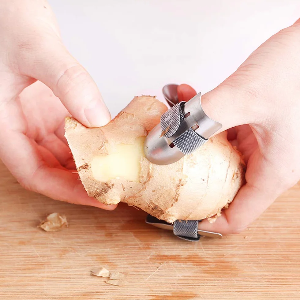 6 Protectores de Dedos de Acero Inoxidable, Protector de Pulgar, Fundas para Cortar Verduras