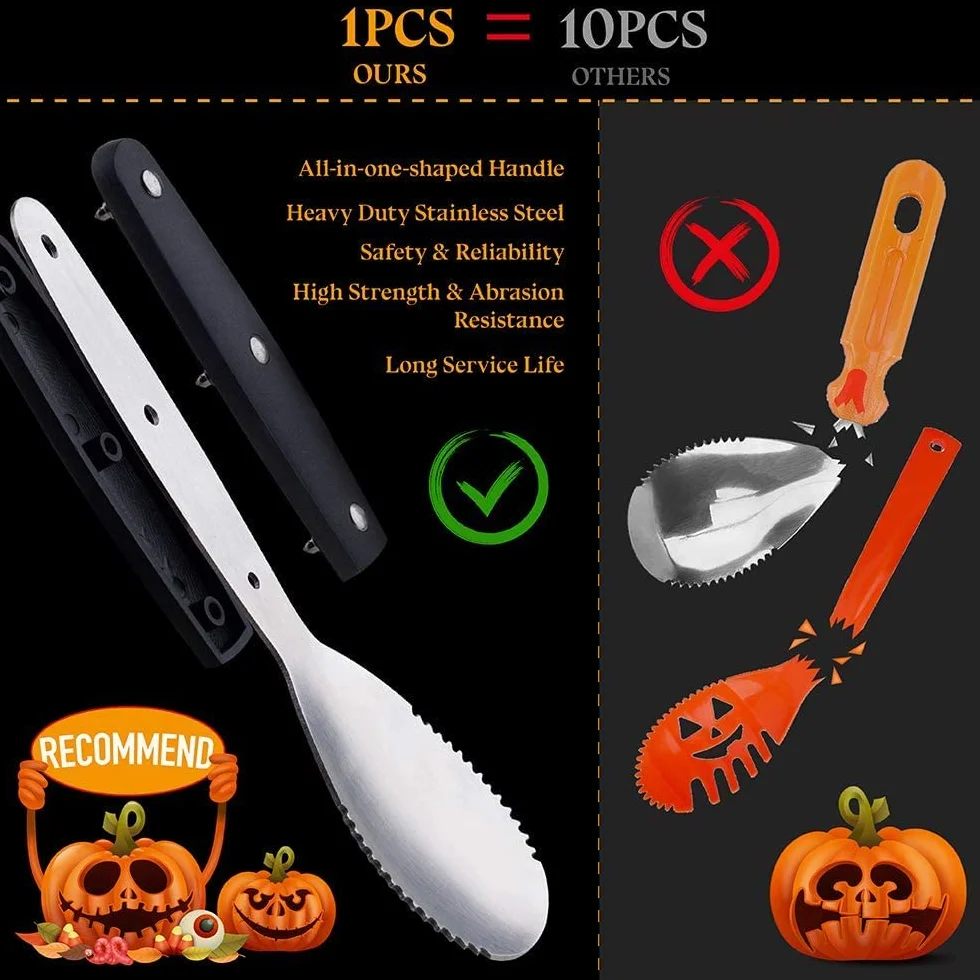 YUET Kit de talla de calabaza de Halloween, 5 piezas herramientas de talla para decoraciones de Halloween (negro)