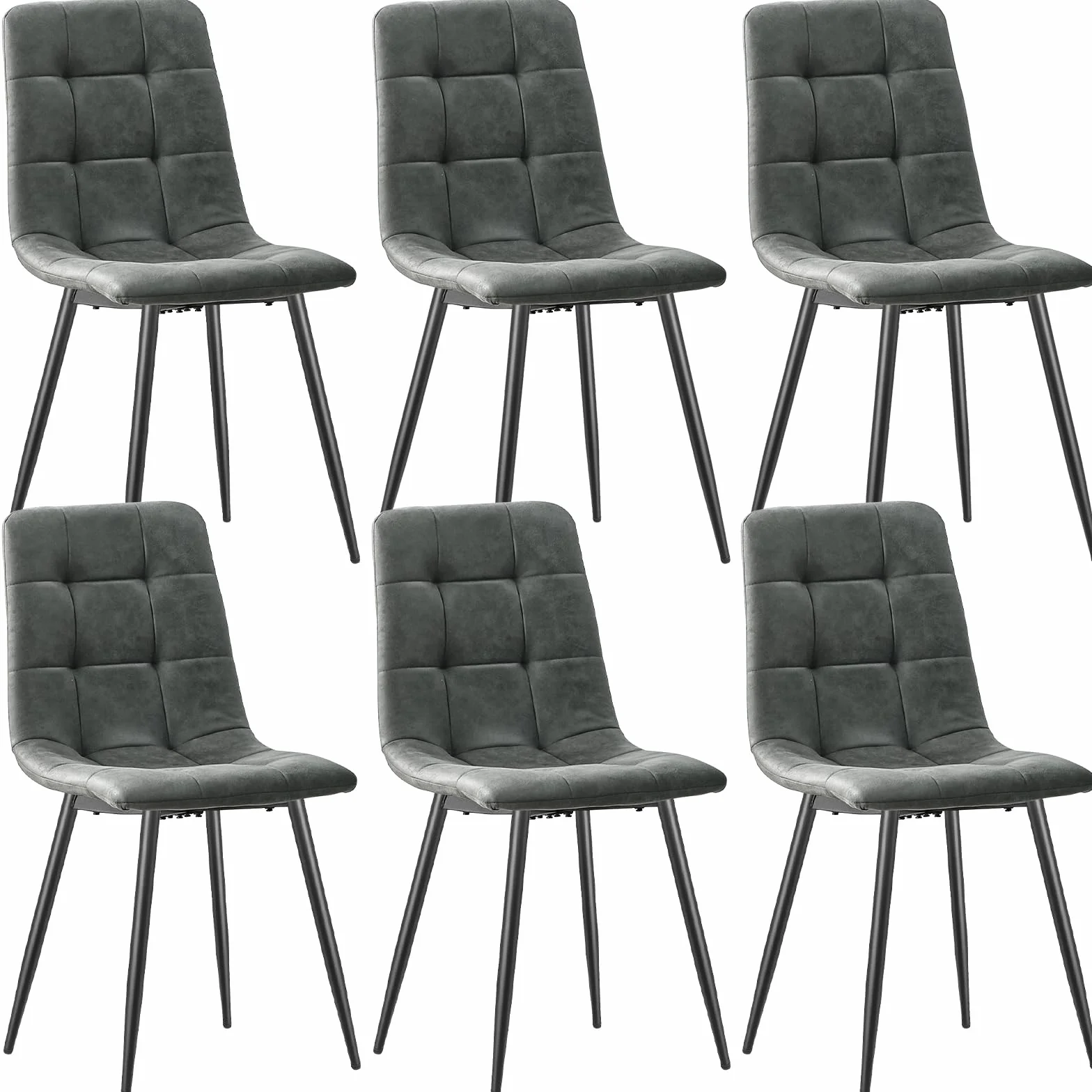 LEWE Juego de 6 Sillas de Comedor, Sillas de Comedor Tapizadas, Silla Tapizada de Tejido Técnico, Silla de Cocina, Silla de Salón, Silla de Diseño con Respaldo Patas de Metal
