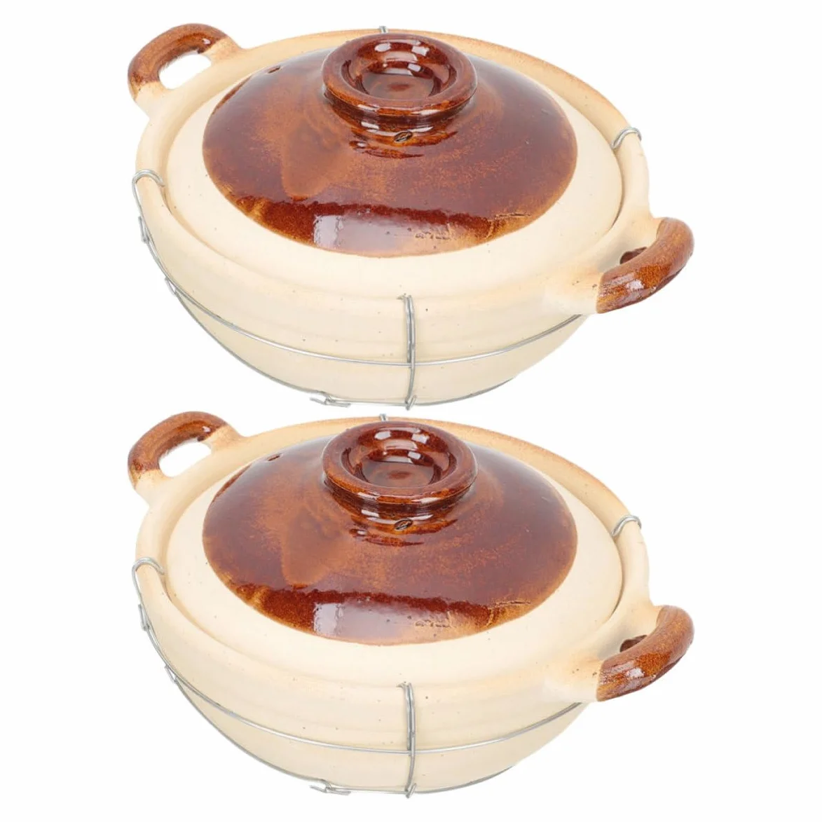 Ollas de barro para cocinar 0,5L con asa resistente, juego de 2 unidades para preparación individual de estofados y sopas en casa