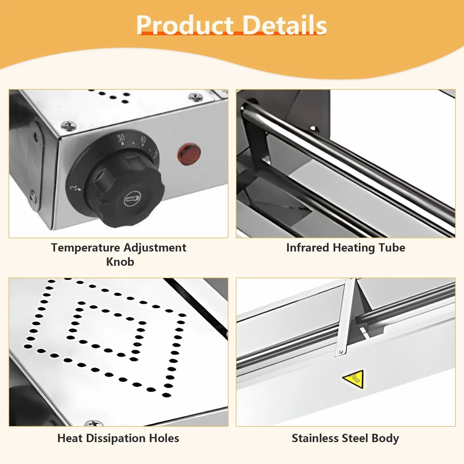 Lámpara de Calor de Alimentos, Suspensión Lampara Calor Cocina Acero Inoxidable, Calentador de Alimentos para Buffets y Hoteles Temperatura Ajustable(2 Piezas, 60cm)