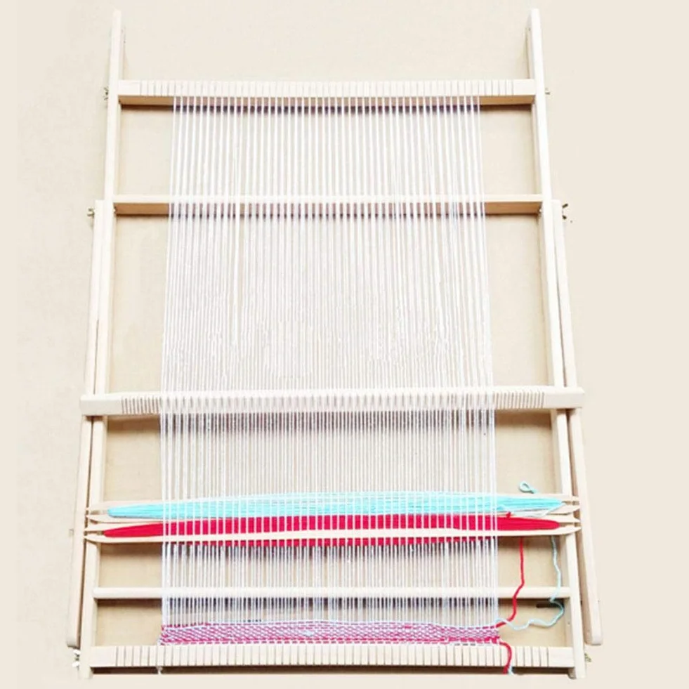 Telares con soporte, Kit de telar multiartesanía Marco de tejido ajustable Bufanda de madera maciza DIY Loom máquina de coser, para adultos