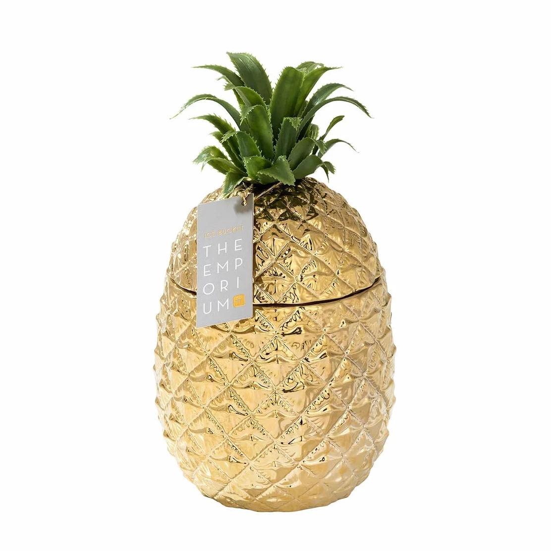 Cubo de hielo de piña dorado con tapa, agregado premium a su carrito de bebidas | Accesorio de barra retro | Decoración de fiesta con clase | Refrigerador elegante | Regalo ideal para él o ella