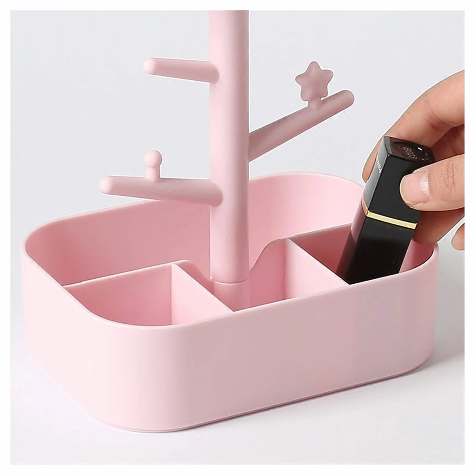 Espejo de maquillaje de escritorio, espejo giratorio con luz LED, espejo de aumento, espejo de maquillaje para mujer, luz de maquillaje con caja de almacenamiento, espejo de maquillaje