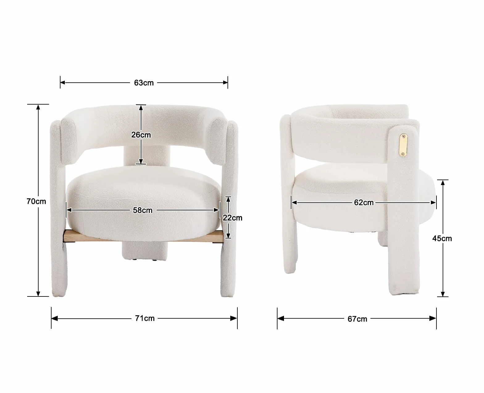 Wahson Silla de Salón Moderno Silla Diseño de Maquillaje,Silla Individual Elegante Butaca Relax de Piel Sintética con Reposabrazos para Dormitorio/Sala de Estar,Blanco