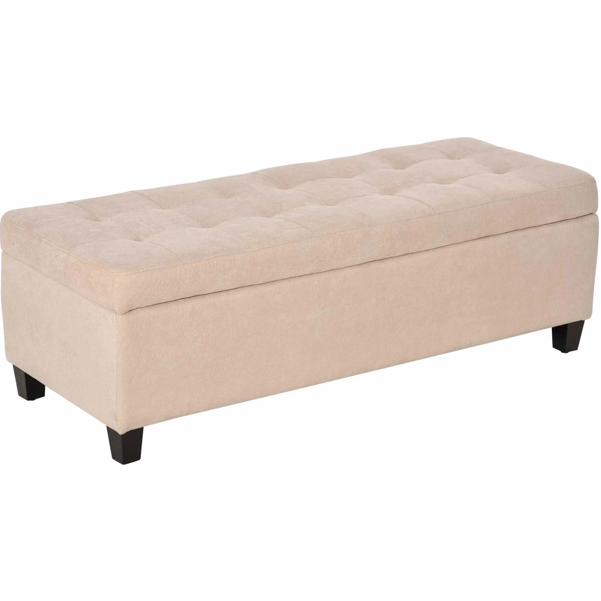 HOMCOM Banco de Almacenamiento Acolchado Puff de Almacenaje Taburete Tapizado en Lino con Tapa Abatible para Salón Entrada Dormitorio Carga 120 kg 125x49x41,5 cm Beige