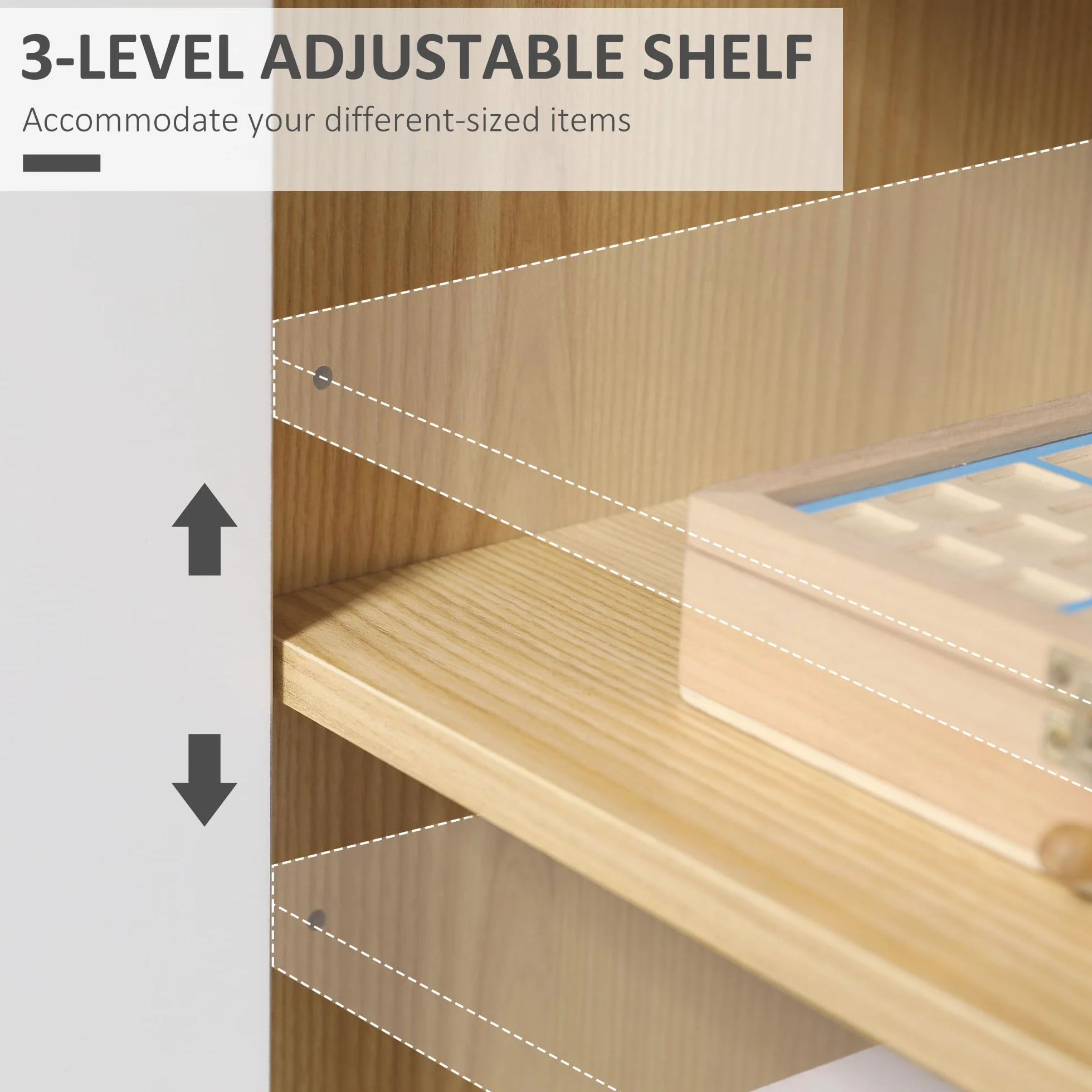 HOMCOM Moderno Armario Multiusos en Aglomerado y Madera de Pino con Estante Interno Ajustable en 3 Niveles, Mueble para Entrada Salón Cocina y Baño, 77x35x77,5 cm