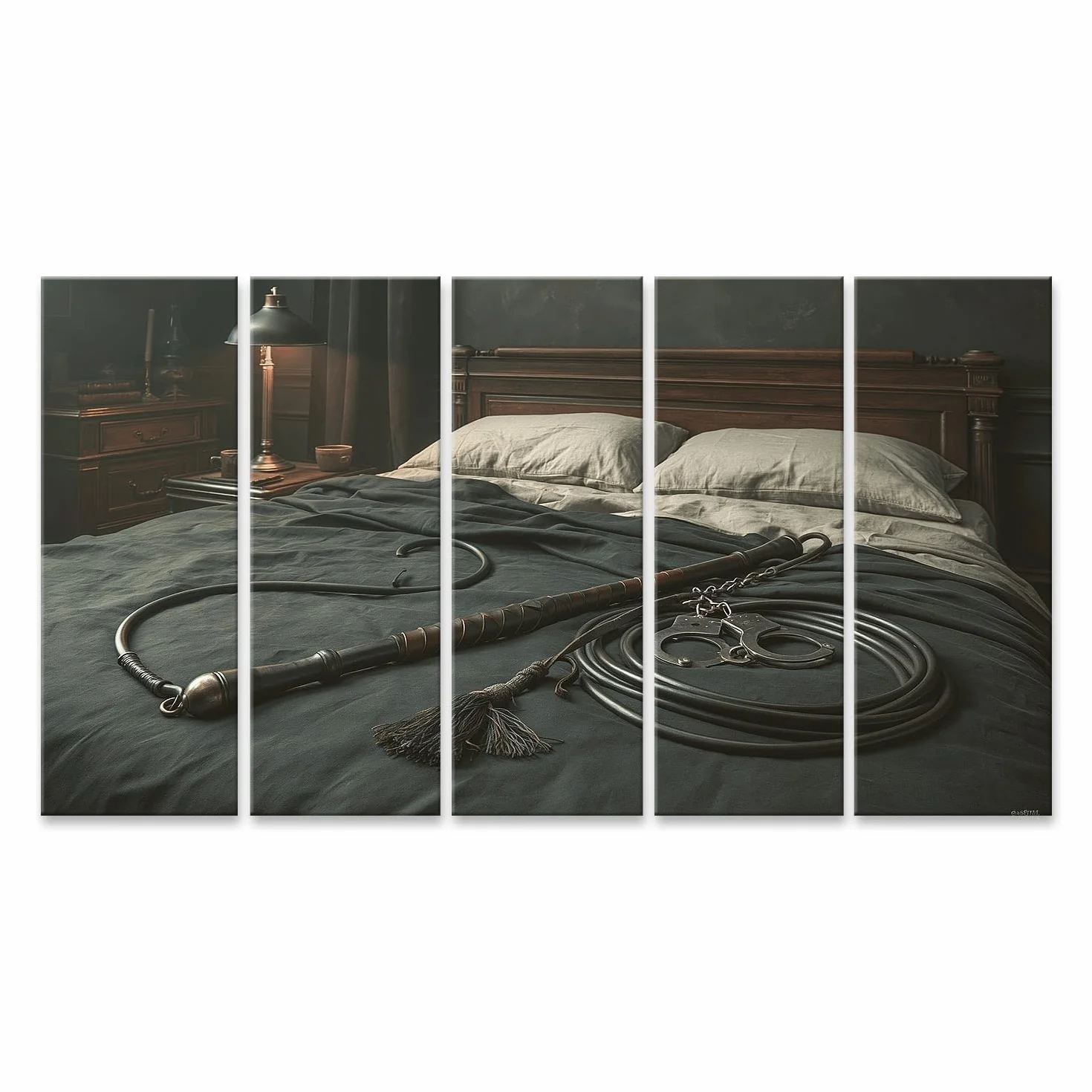 islandburner Cuadro sobre lienzo seductor de calidad prémium, decoración erótica para dormitorio, 5 piezas, XXL