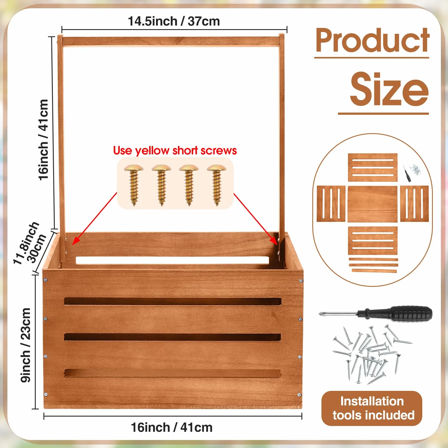 Suzile Caja de madera para baby shower, cesta de regalo, banco de arcilla | Perchero para ropa de bebé con asa, caja de almacenamiento para revelación de género para niños y niñas recién nacidos