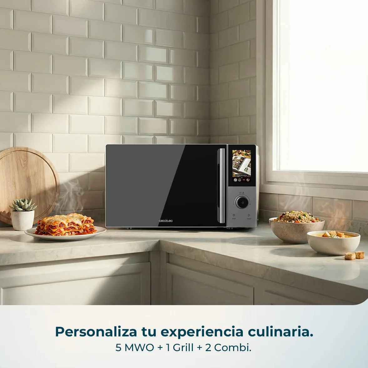 Cecotec Microondas Digital Táctil Convección y Grill 28L 900W 1200W 2200W 8 Programas