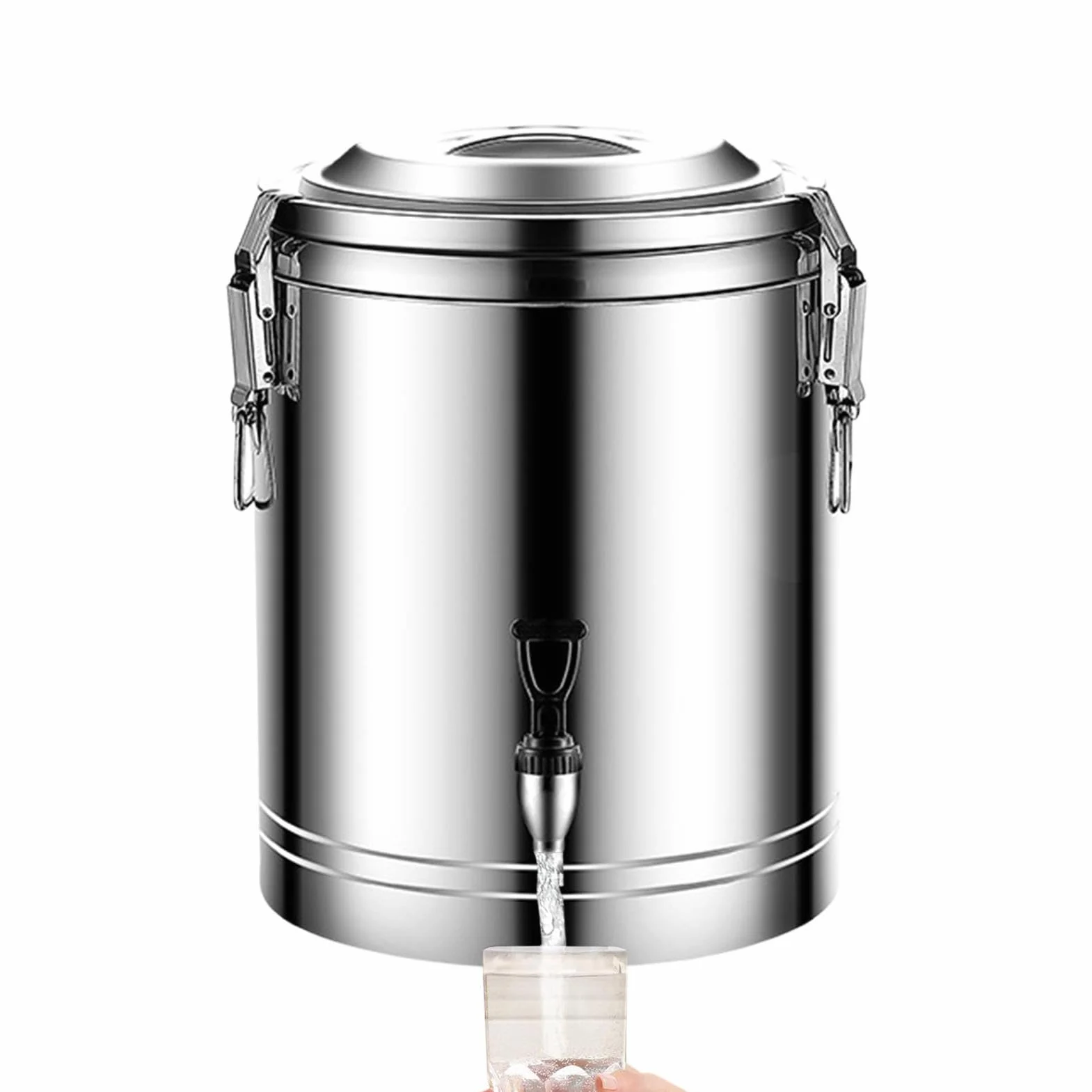 Dispensadores de Bebidas para Acero Inoxidable Aislado Grande | Dispensador Grande de Bebidas Frías y Calientes para Café, Té, , Frío y Caliente, Hogar, Cafetería, Restaurante