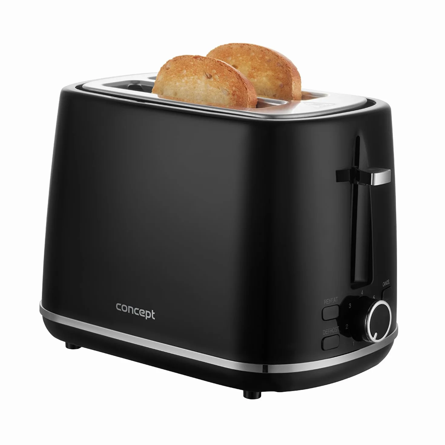 Concept TE2075 Tostadora eléctrica 930 W 7 niveles de bronceado Función de descongelación/calentamiento/función de calor instantáneo Expulsión y apagado automáticos del pan Negro