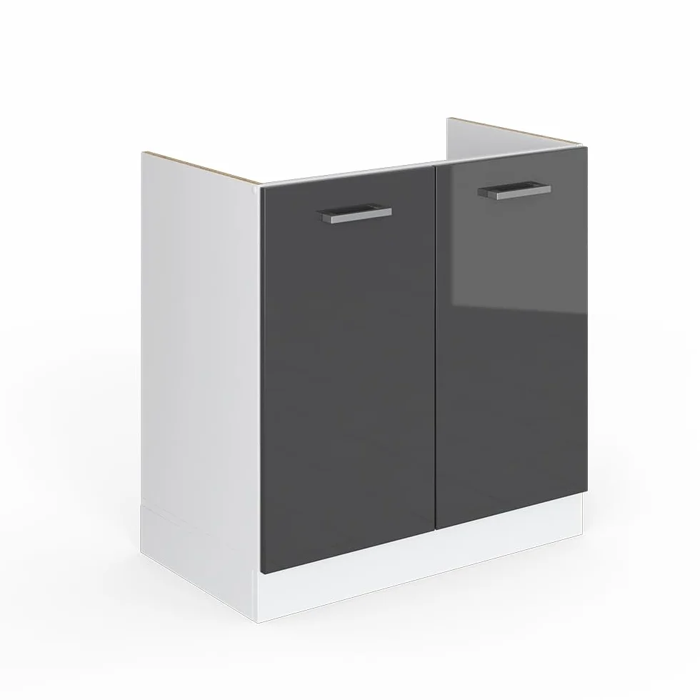 Vicco Armario bajo para Fregadero R-Line, Antracita Alto Brillo, 80 cm sin encimera, para combinación Libre Dentro de Sistemas de Cocina modulares
