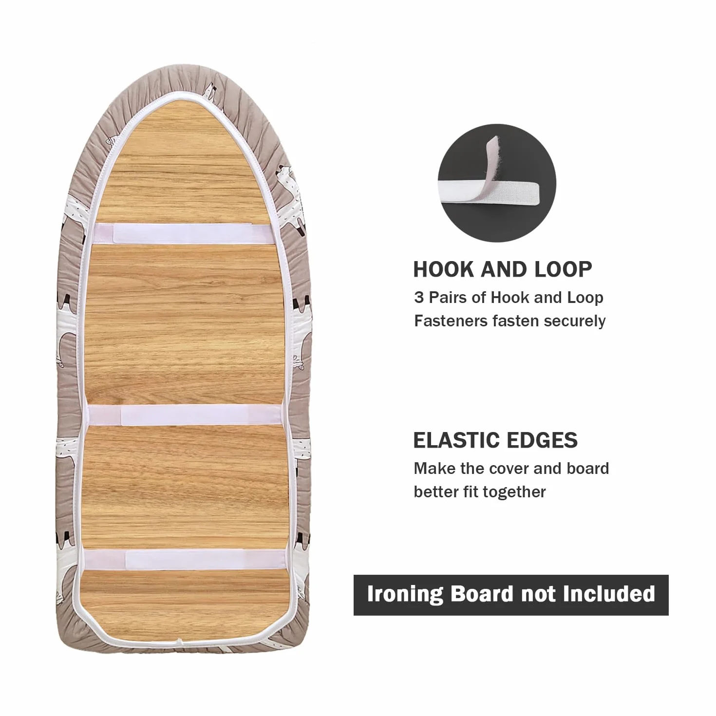 Funda y almohadilla para tabla de planchar de mesa pequeña de 12 x 32 pulgadas, 3 pares de correas de cierre de velcro, bordes elásticos, funda de algodón para mini tabla de planchar con acolchado