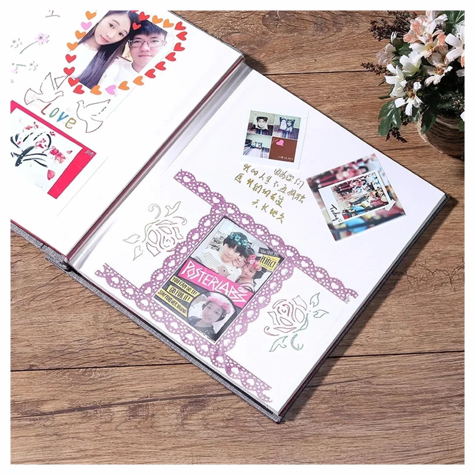 Album de Fotos Scrapbook Marco for álbum de Fotos for niños, Almacenamiento de fotografías, Estuche for álbumes de Recortes, álbum for niños(Purewhite)