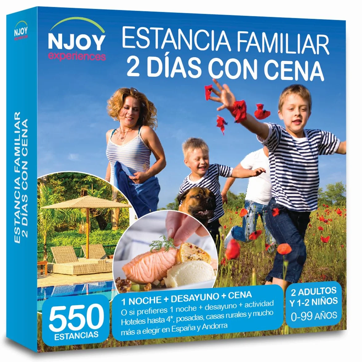 Caja Regalo - ESTANCIA FAMILIAR 2 DÍAS CON CENA - Idea de Regalo - Estancia Familiar con Cena de 1 Noche para 2 adultos y 1 o 2 niños