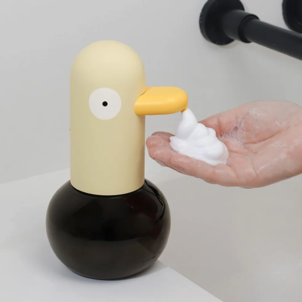 Dispensador automático de jabón para niños, dispensador de jabón de manos espumoso sin contacto, impermeable, recargable por USB, dispensador de champú/jabón manos libres para baño, encimera de