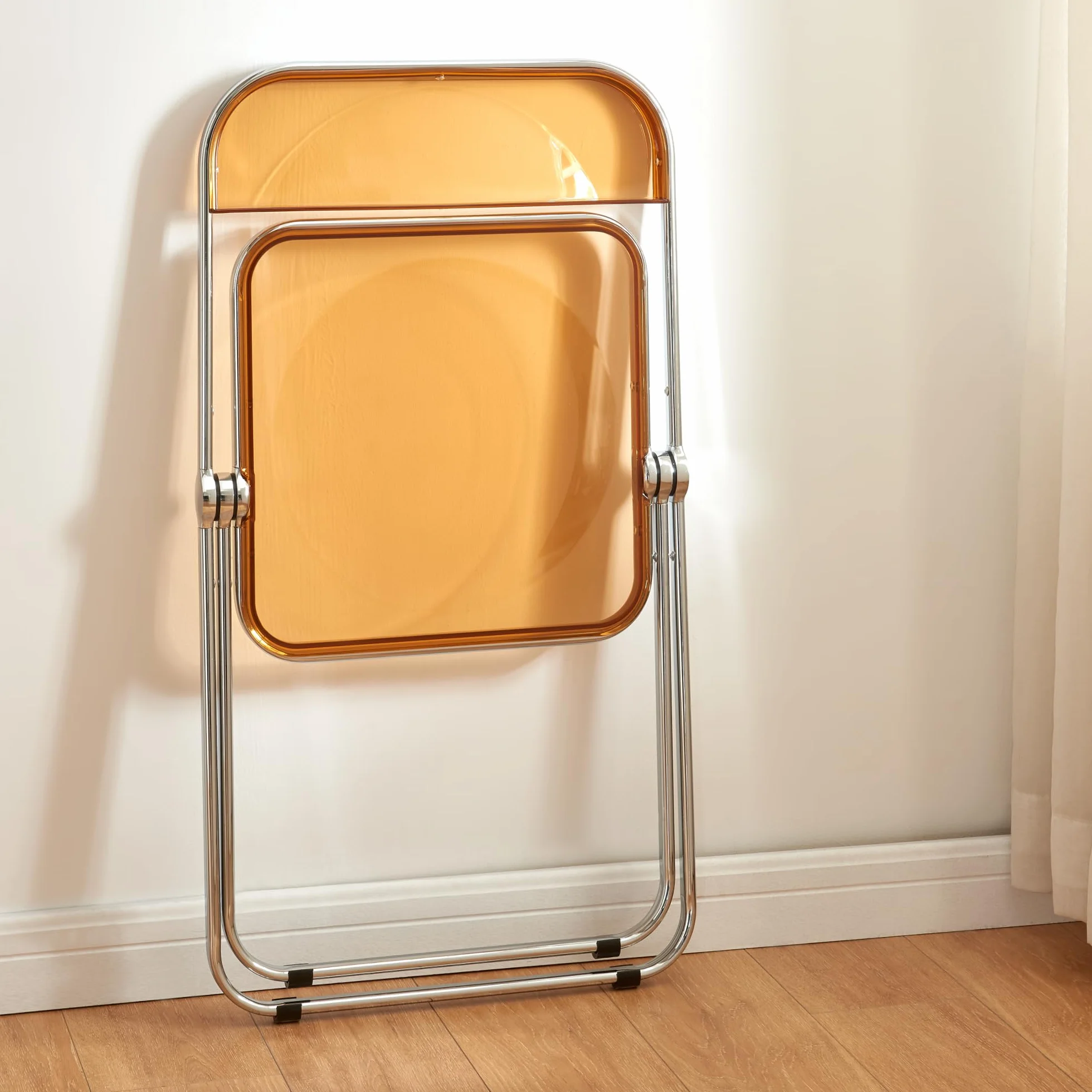 Juego de 2 Sillas Plegables Pornainen Transparentes Eventos Hogar Máx. 120 kg 74 x 46 x 47 cm Acero Plástico - Naranja