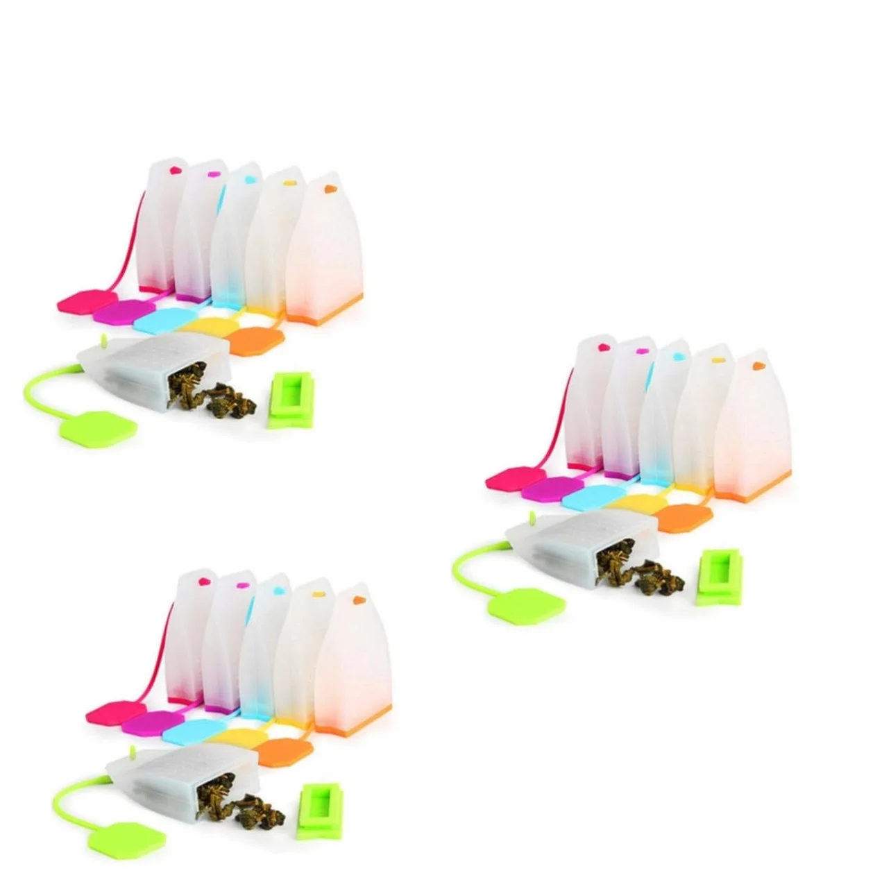 OUNONA 18 Piezas infusor de té suelto cocinando colador de taza de té bolsas de té filtro de té de silicona colador de té de silicona fresa bolsa de té herramientas pequeñas tetera