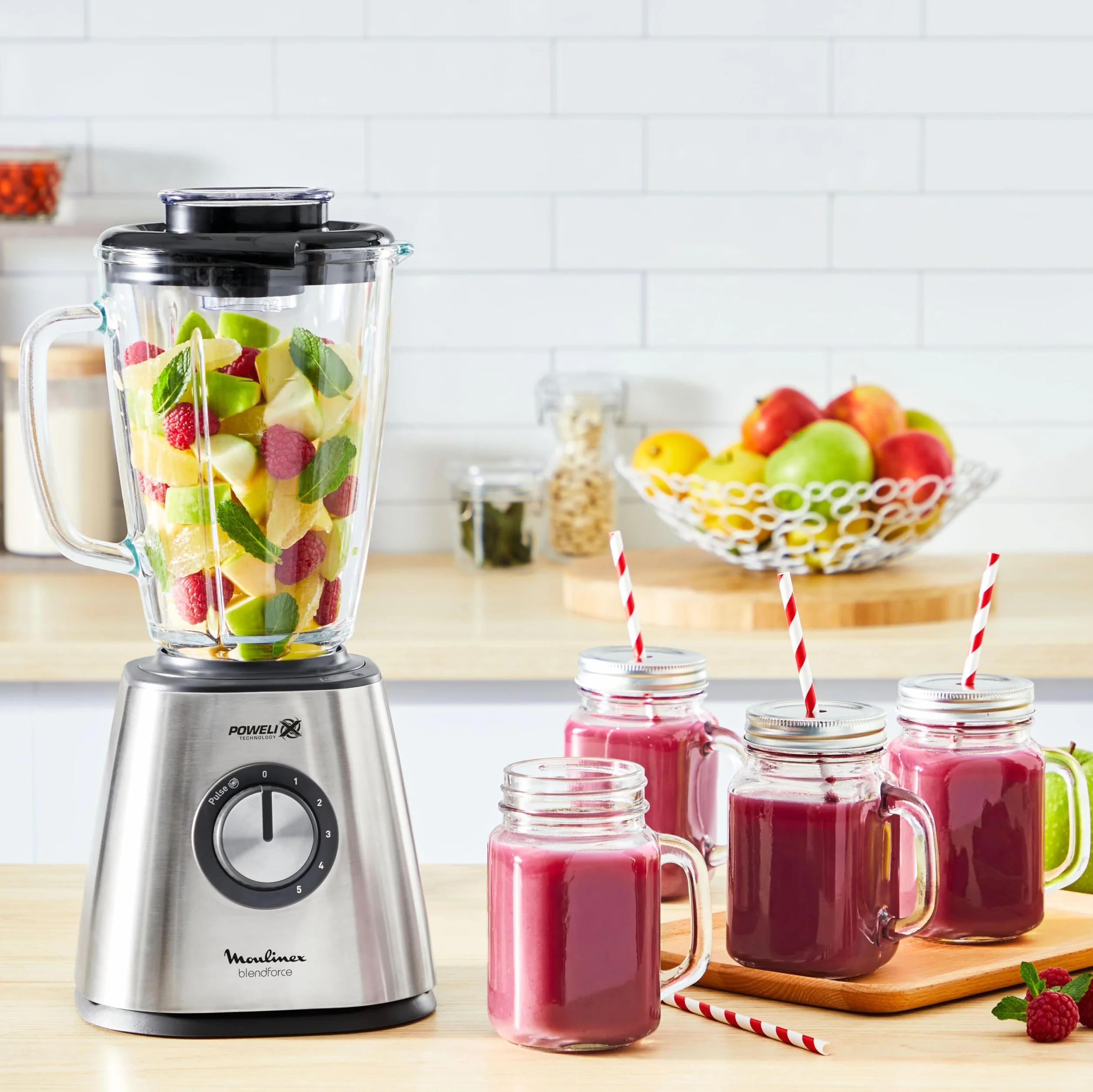 Moulinex Blendforce, Batidora Vaso 800W Powelix Jarra Cristal 1,75L | Con 5 velocidades, función Pulse, jarra de cristal termorresistente y cuchillas Powelix para resultados óptimos LM439D