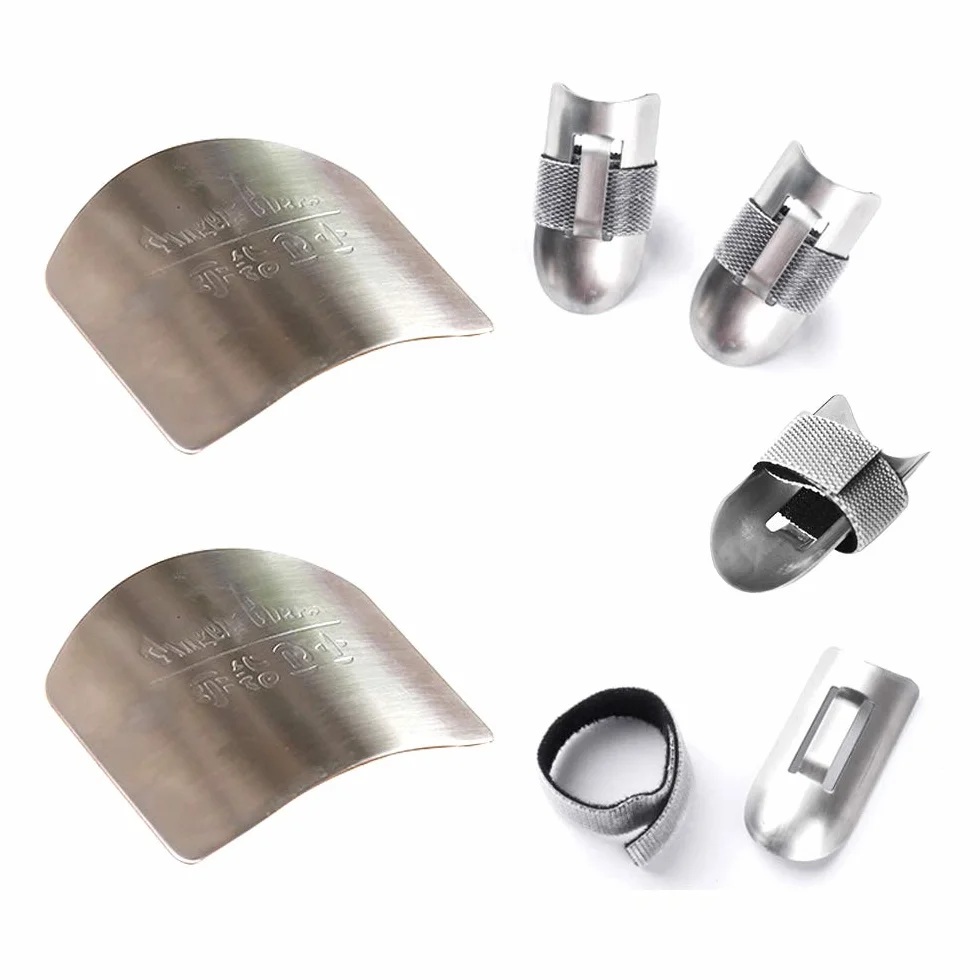 6 Protectores de Dedos de Acero Inoxidable, Protector de Pulgar, Fundas para Cortar Verduras
