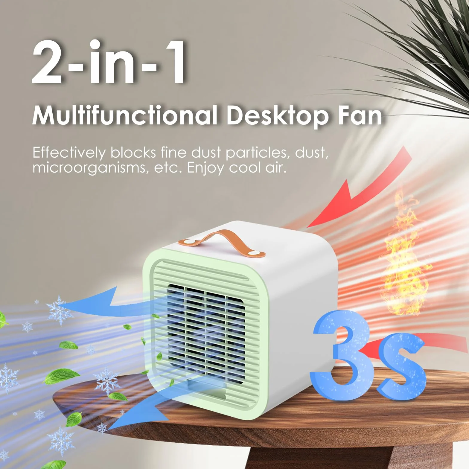Mini Enfriador de Aire Portátil USB Ventilador 3 Velocidades Silencioso Recargable