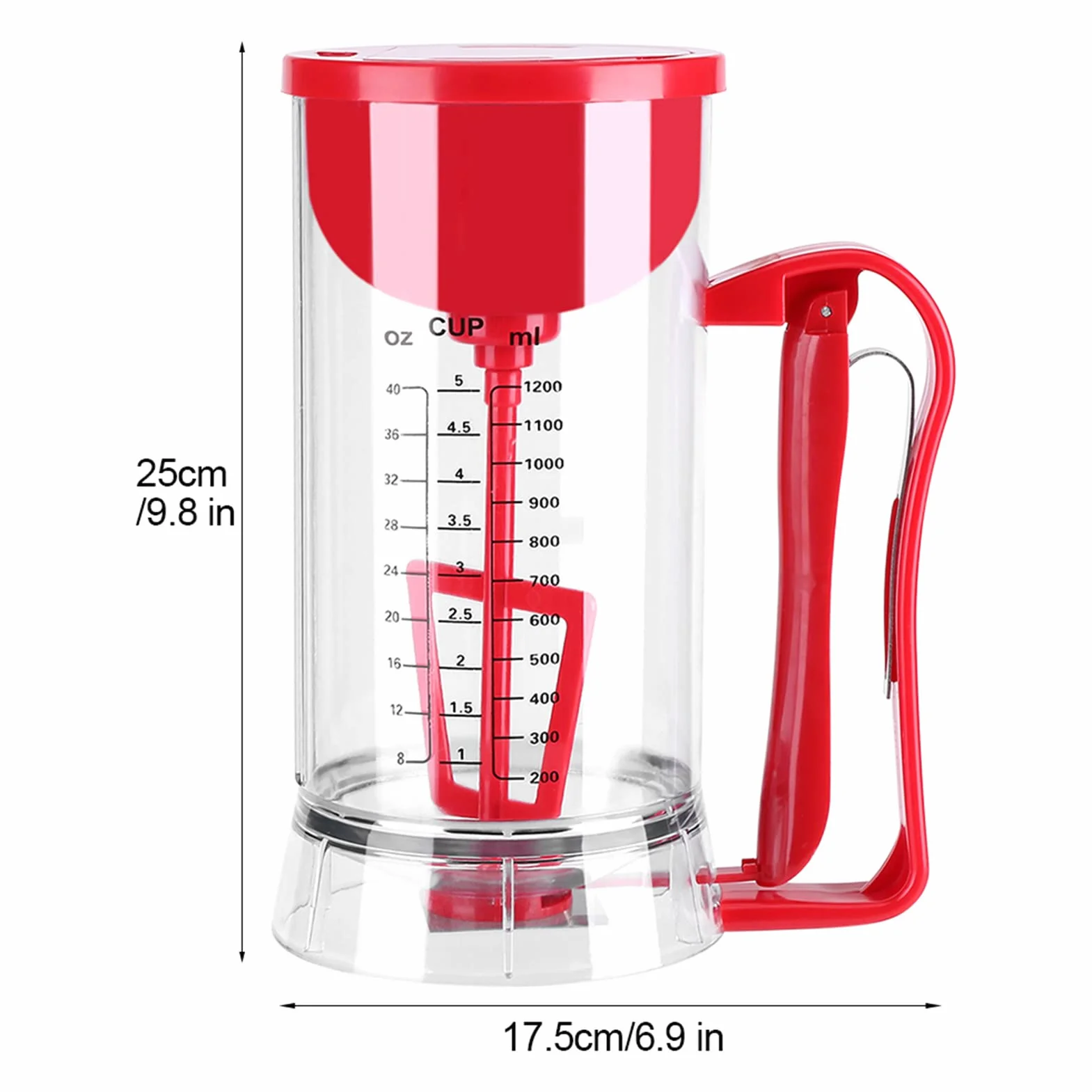 lyrlody Dispensador de Masa para Panqueques Eléctrico, Mezclador y Dosificador, 1200 ml, para Cupcakes, Magdalenas, Donas