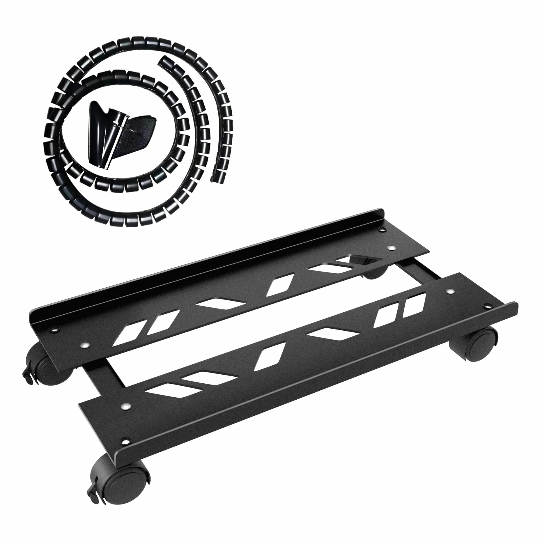 Soporte para CPU y torre de ordenador de sobremesa de acero, soporte ajustable, soporte universal para PC móvil con ruedas giratorias con bloqueo