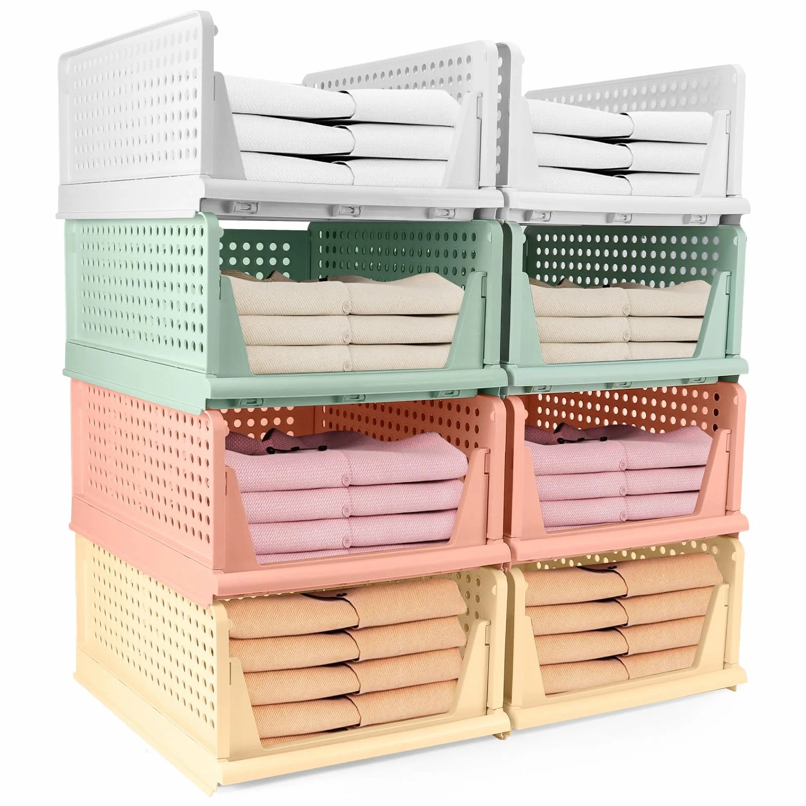 Diealles Shine Organizador Armario, 8 PCS Cajones Almacenaje Apilables, Organizador Armario Ropa Plástico, Organizador Plegable Cajas Para Armario, Dormitorio, Cocina, Baño(Color)