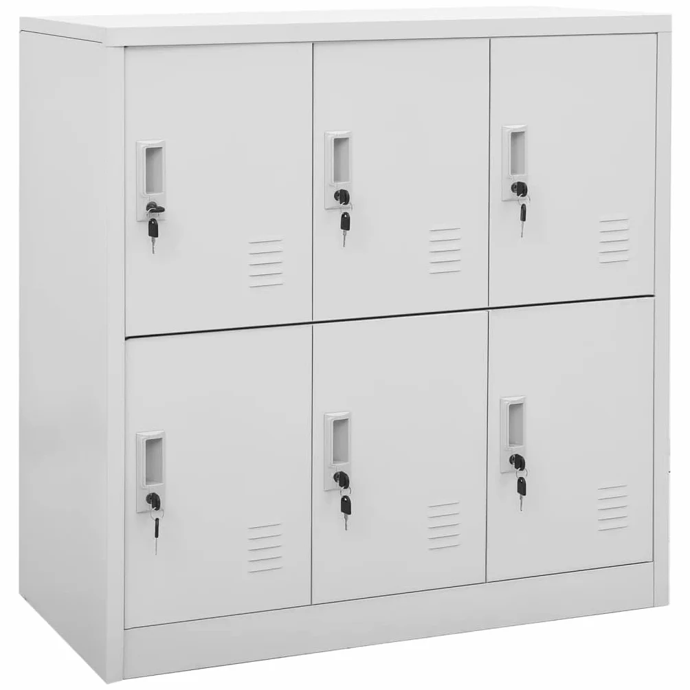1 pc Armario taquilla de Acero Gris Claro 90x45x92,5 cm con 6 cerraduras