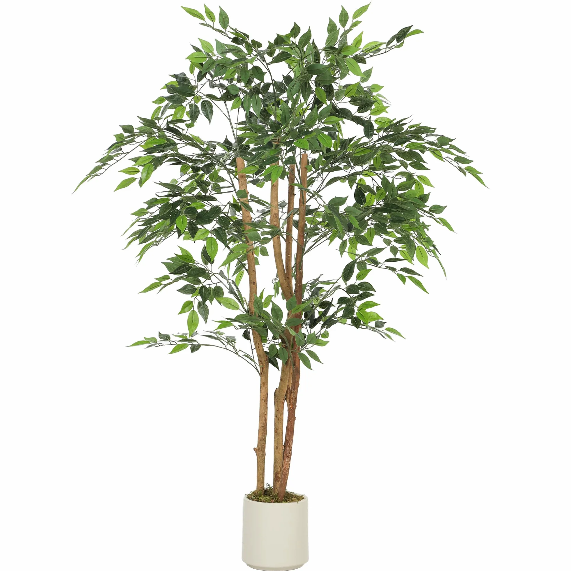 HOMCOM Ficus Artificial 150 cm Tronco Natural Maceta 65x65x150 cm Verde | Planta Artificial Realista, para Interior, Decoración para Hogar, Salón, Oficina