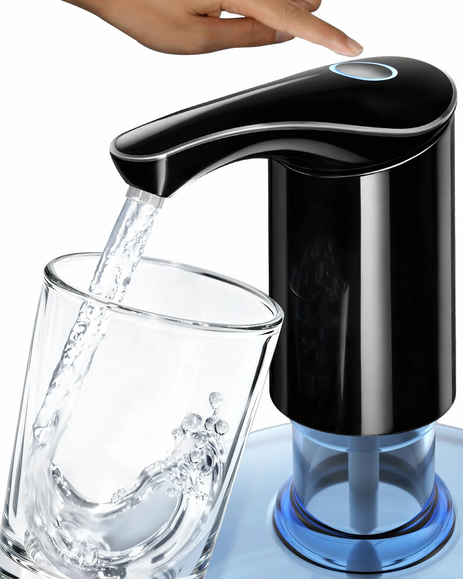 【Salida más alta】Dispensador de agua para jarra de 5 galones, botella eléctrica USB C con bomba de agua silenciosa, bomba automática portátil recargable para casa, oficina, caravana, viajes