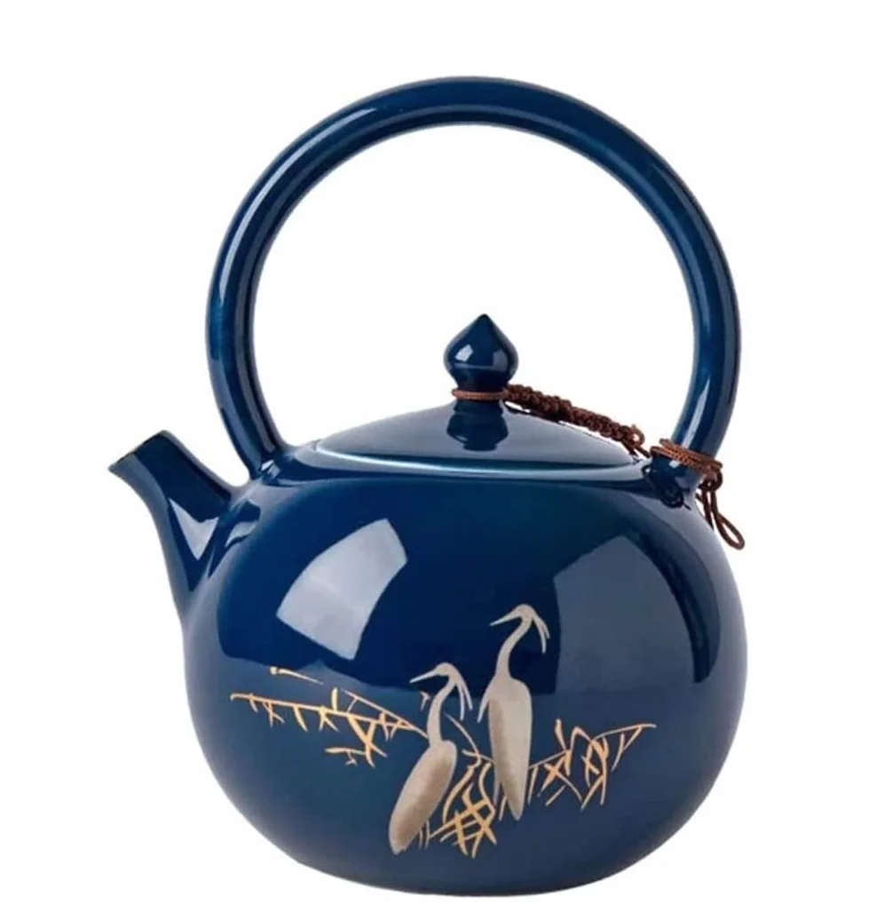 RUVOO Tetera Hierro Fundido Tetera Japonesa Tetera de cerámica con diseño de Garza de 230ml, Tetera de Porcelana China para el hogar y la Oficina China Tetera Hierro