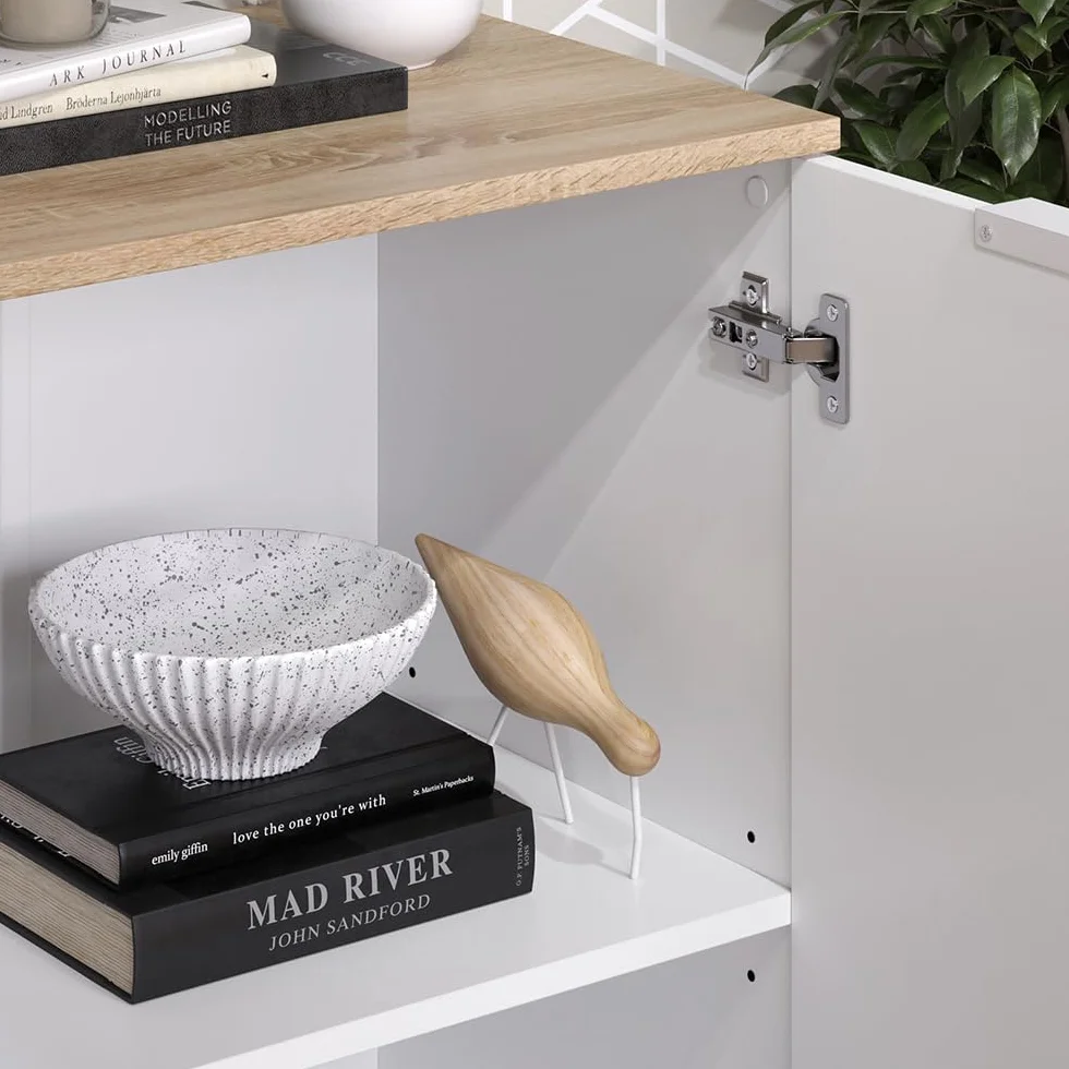 Vicco Aparador Wido, Blanco, 50 x 80 cm con Estante, para Almacenamiento y organización Que Ahorra Espacio