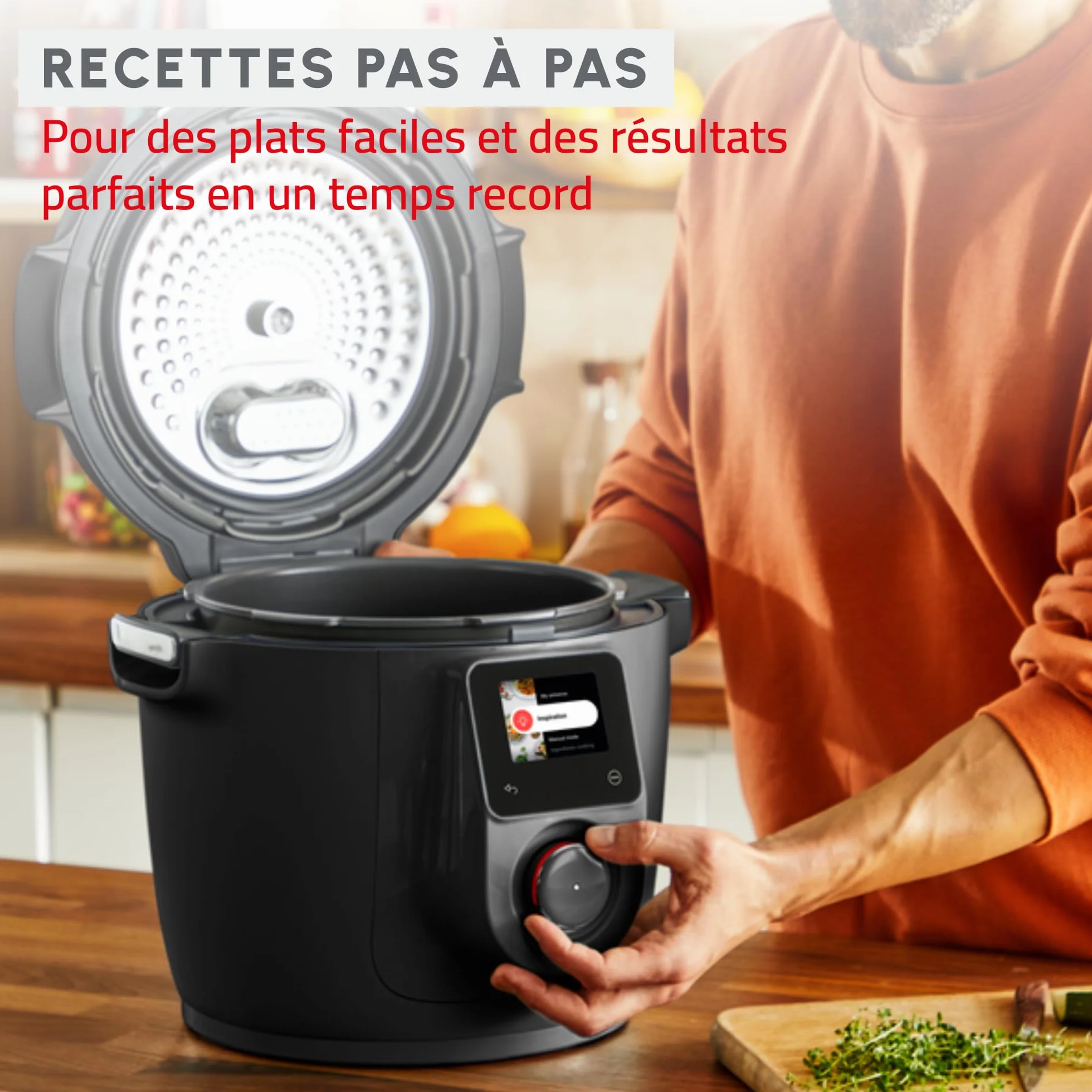 Moulinex Cookeo Wi-Fi con Extra Crisp, Multicocina, 14modos de cocción, Cocción a presión, Aire Fryer, Recetas fáciles paso a paso, CE96X8F0